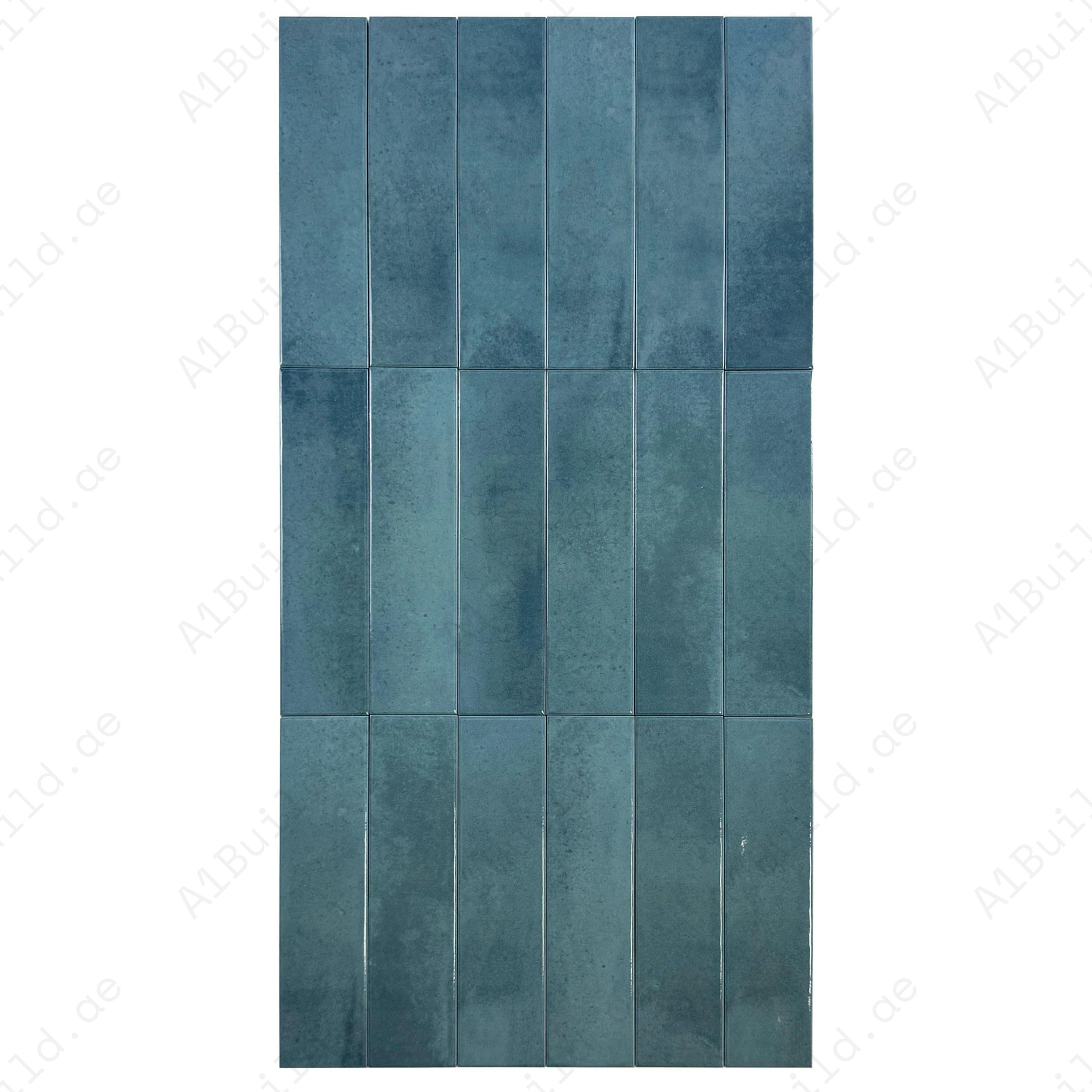 Elevate interiors with the Venetian Dream Sapphire Blue Glossy Porcelain Tile (75x300 mm) – durable, waterproof, and elegant for walls, kitchens, and bathrooms.