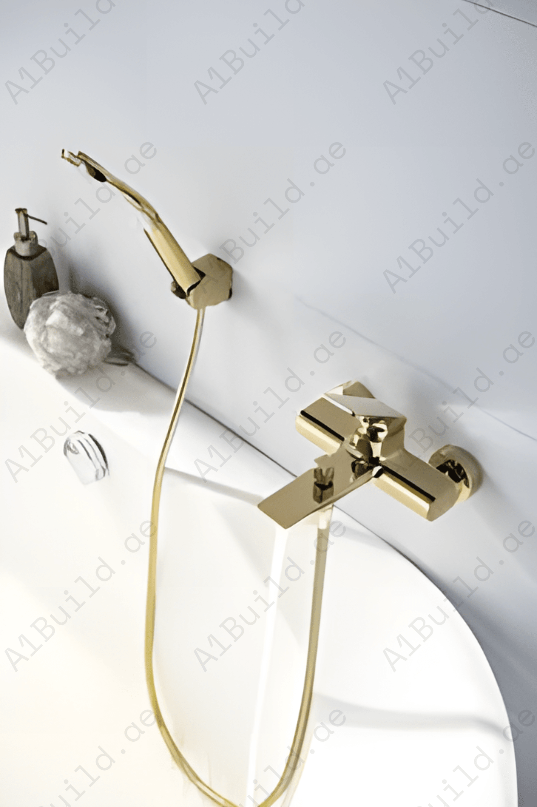 Elite Single Lever Bath Mixer with Hand Shower (Premium Gold Bras 100% Made in Germany)