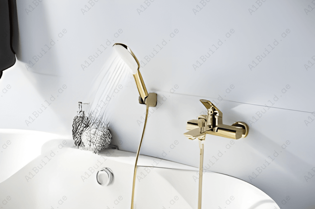 Elite Single Lever Bath Mixer with Hand Shower (Premium Gold Bras 100% Made in Germany)