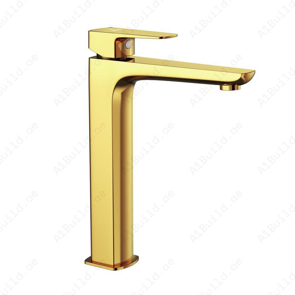 Elite Single Lever High Basin Mixer With Pop-up Waste (Premium Gold 100% Made in Germany)