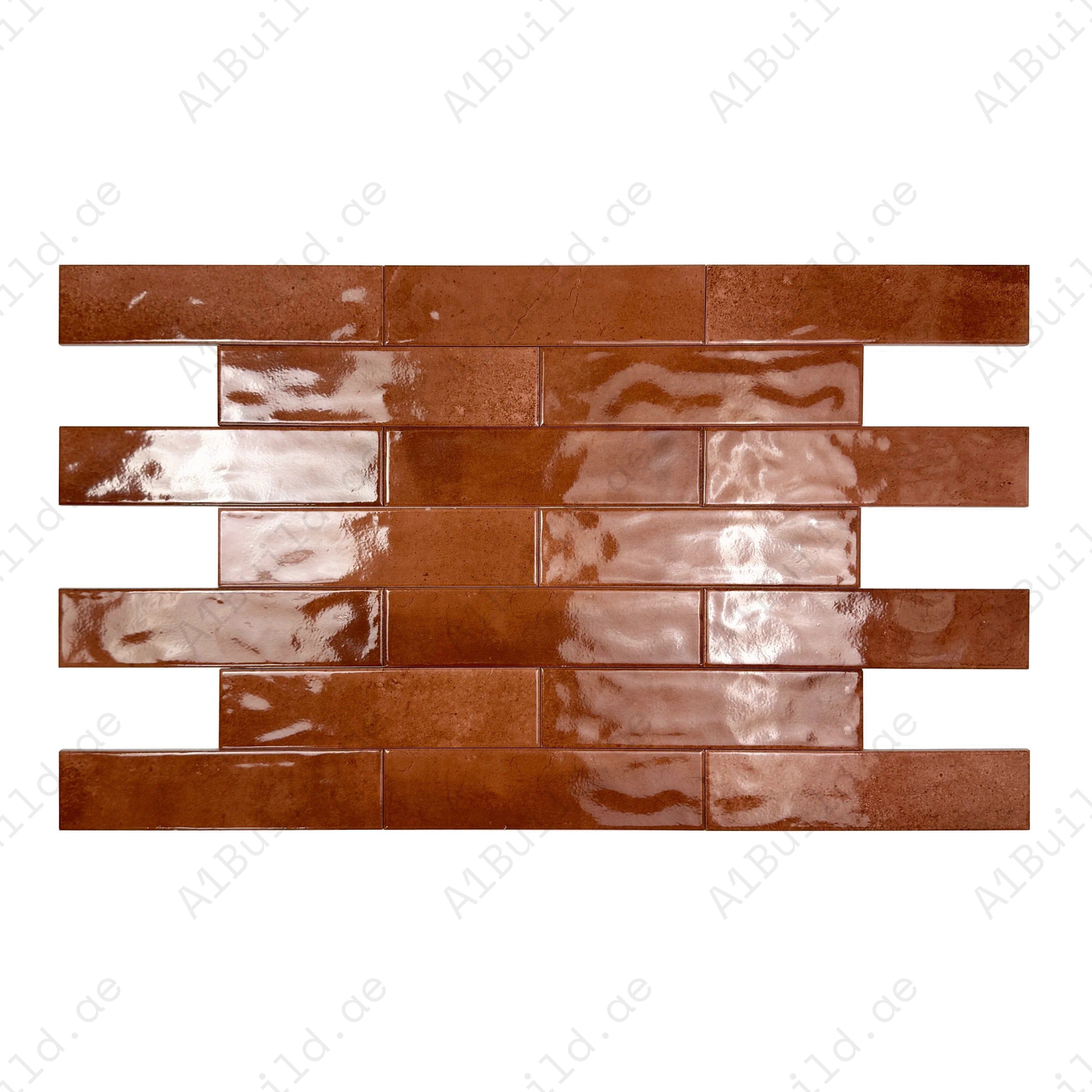 Enhance interiors with Lustre Vintage Cinnamon Brown glossy ceramic tile. Durable, moisture-resistant, and perfect for walls, kitchens, and bathrooms.