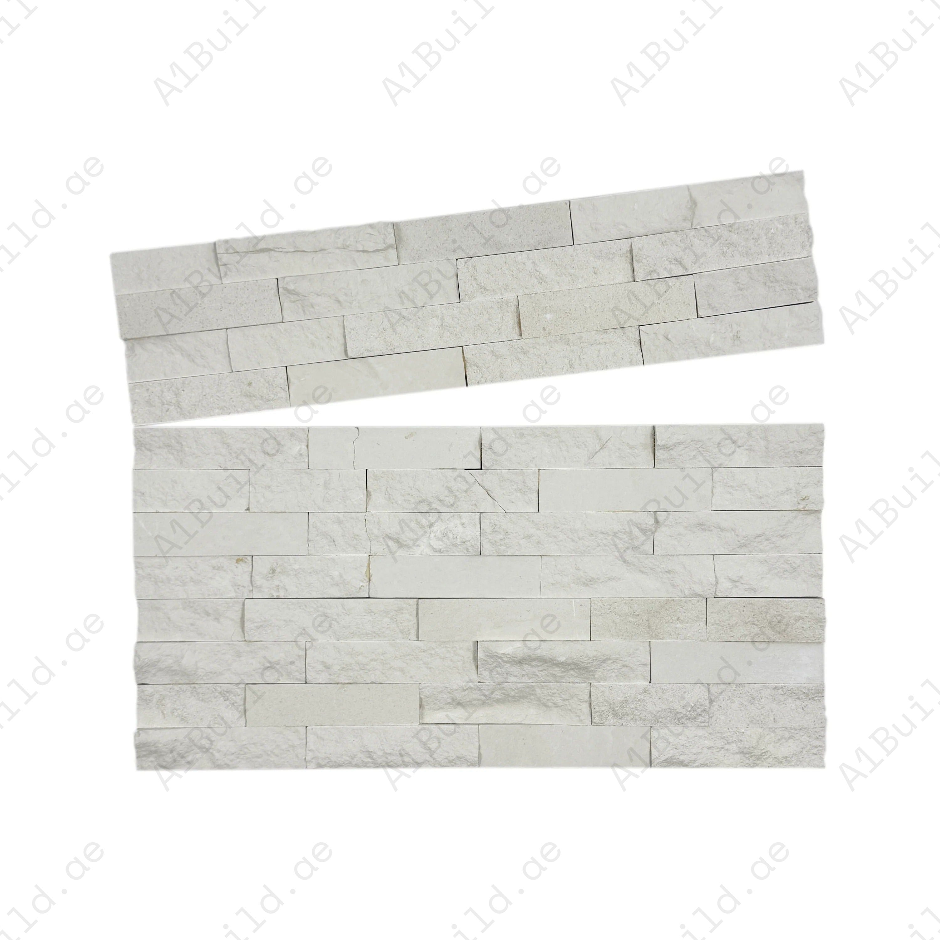 Enhance interiors with Luxe Aura Ivory White marble cladding. Polished & split slate finish, durable & elegant for feature walls, fireplaces & exterior facades.