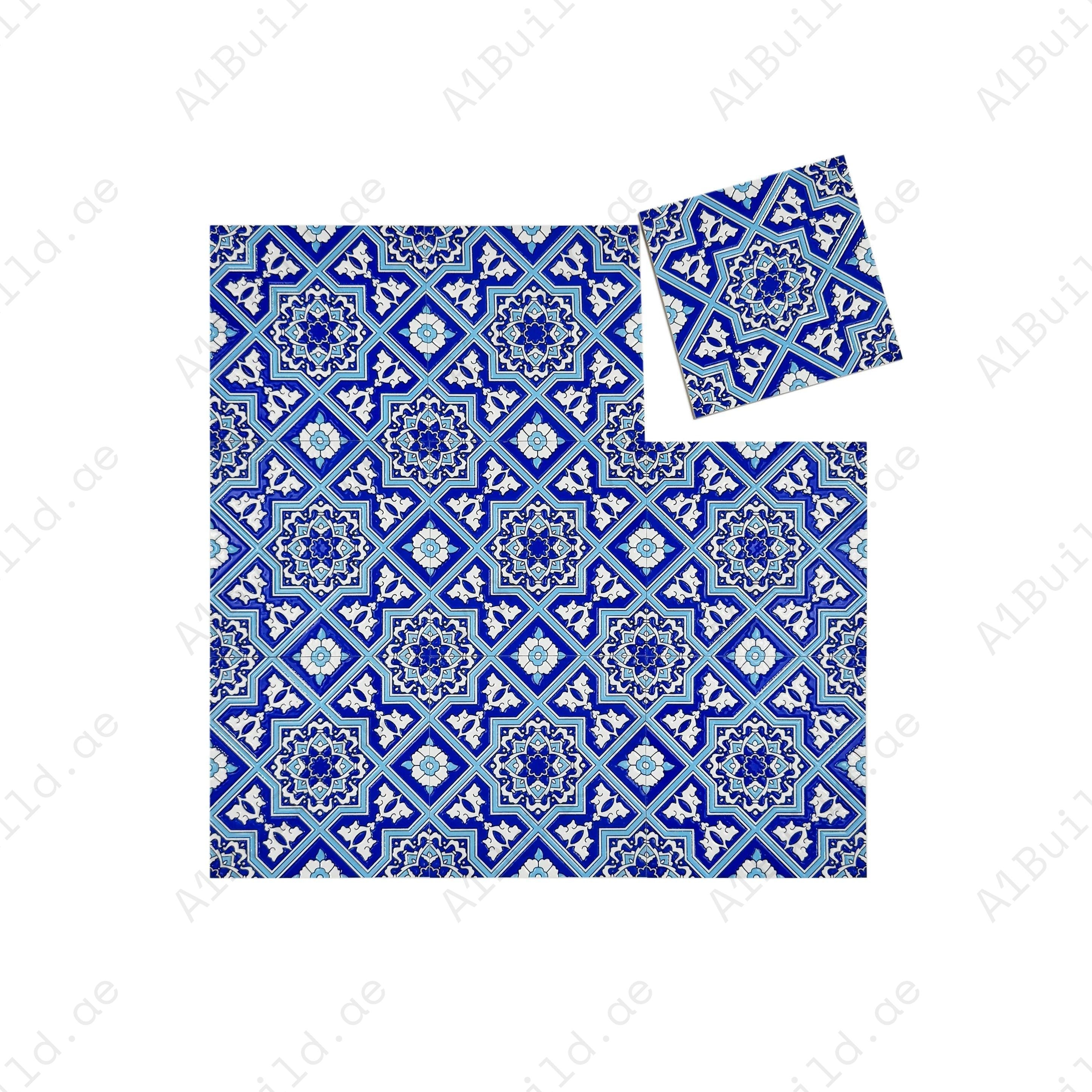 Enhance interiors with Royal Souk Pattern 205 glossy ceramic tiles. Ideal for walls & floors offering Moroccan charm durability-timeless elegance for any space