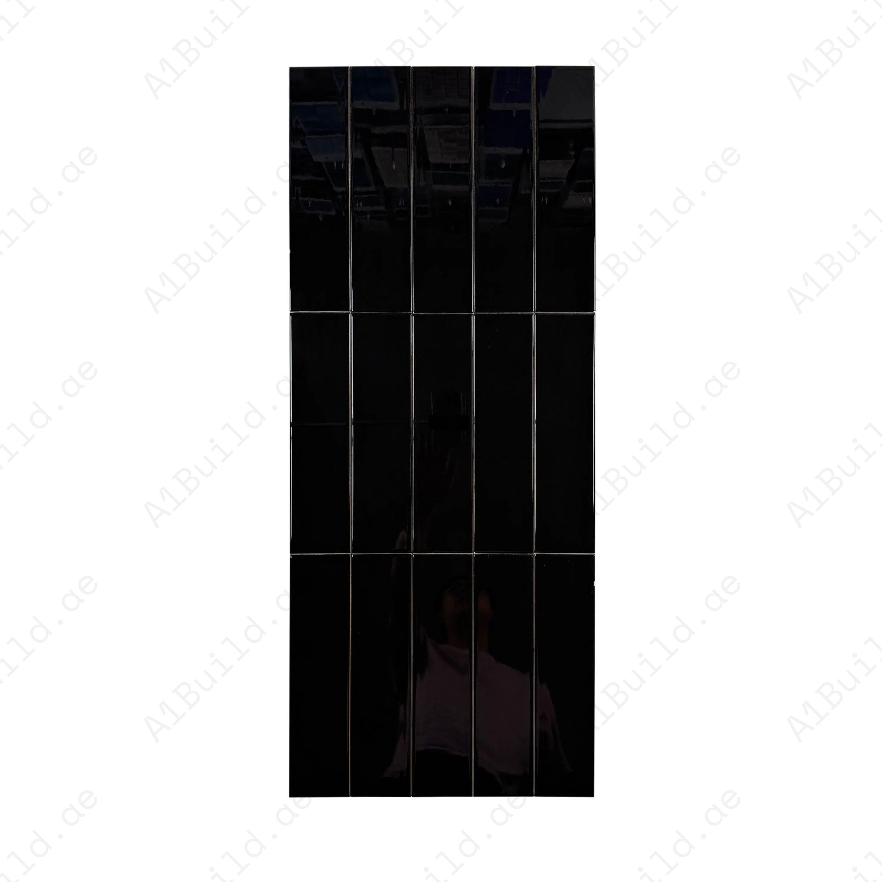 Enhance interiors with the Urban Luxe Black Glossy Flat Ceramic Tile (76x306mm). Durable, water-resistant, and perfect for kitchen, bathroom, and walls.