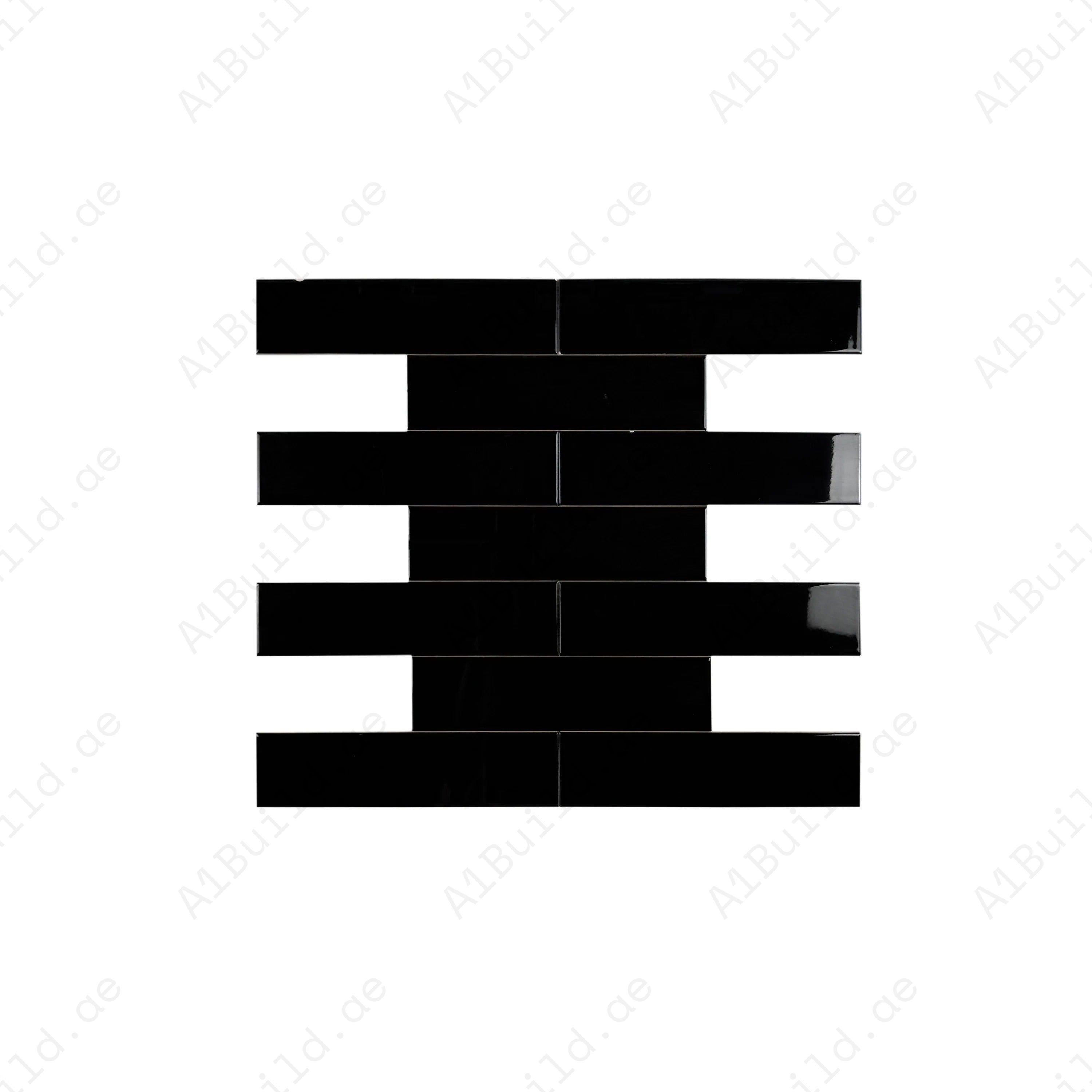 Enhance interiors with the Urban Luxe Black Glossy Flat Ceramic Tile (76x306mm). Durable, water-resistant, and perfect for kitchen, bathroom, and walls.