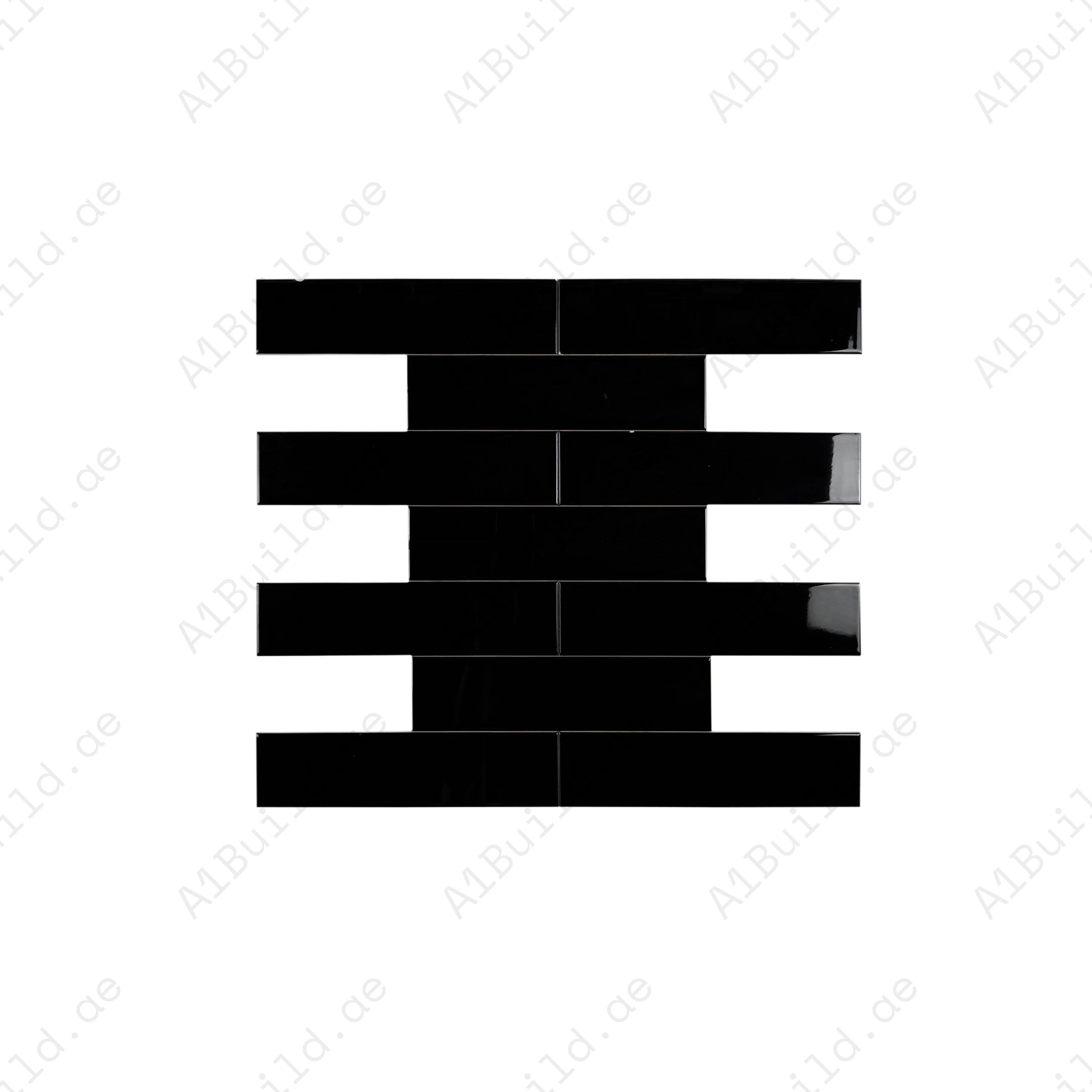 Enhance interiors with the Urban Luxe Black Glossy Flat Ceramic Tile (76x306mm). Durable, water-resistant, and perfect for kitchen, bathroom, and walls.