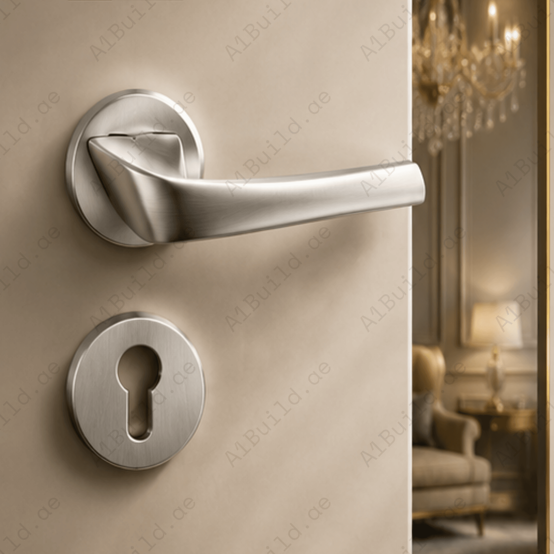 Enhance interiors with the ZR191238 Cylenk Merk luxury zinc alloy door handle in Matt Satin Nickel and Matt Satin Brass finishes for elegant spaces.