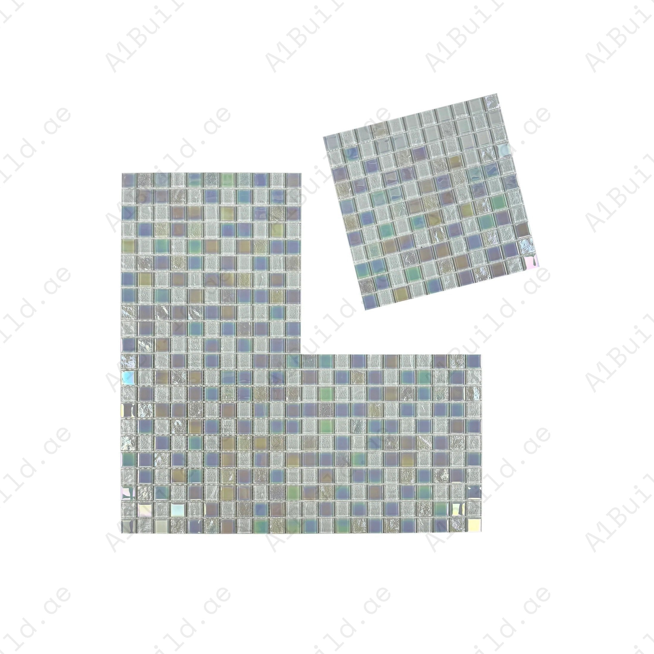 Enhance pools & spas with Crystal Cascade White Iridescent Wave Glass Mosaic. Durable, UV-resistant, non-toxic tiles with shimmering elegance for modern designs.