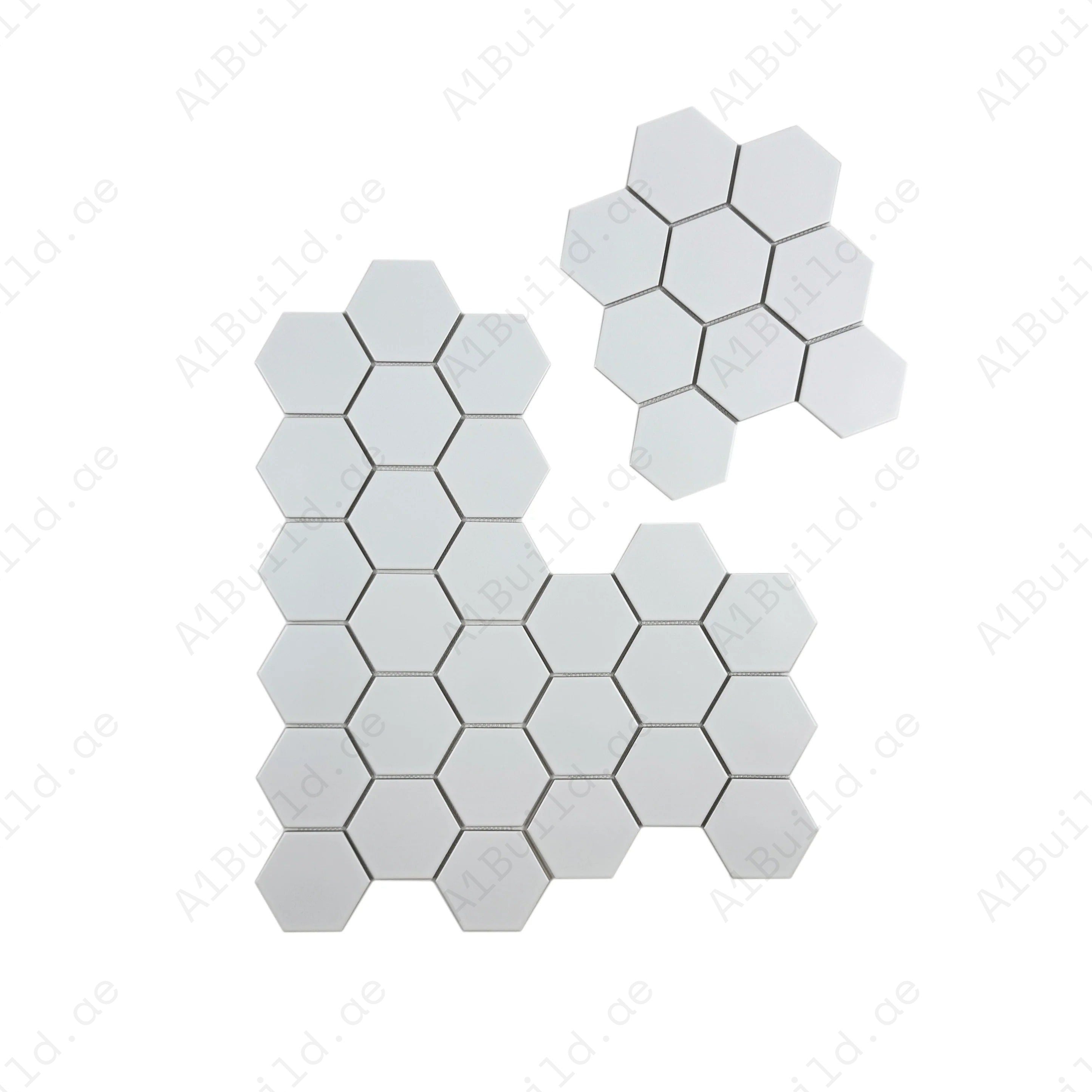 Enhance spaces with Carrara Lumina Pure White Hexagon Porcelain Mosaic. Durable, stylish, and versatile, perfect for walls, backsplashes, and flooring.