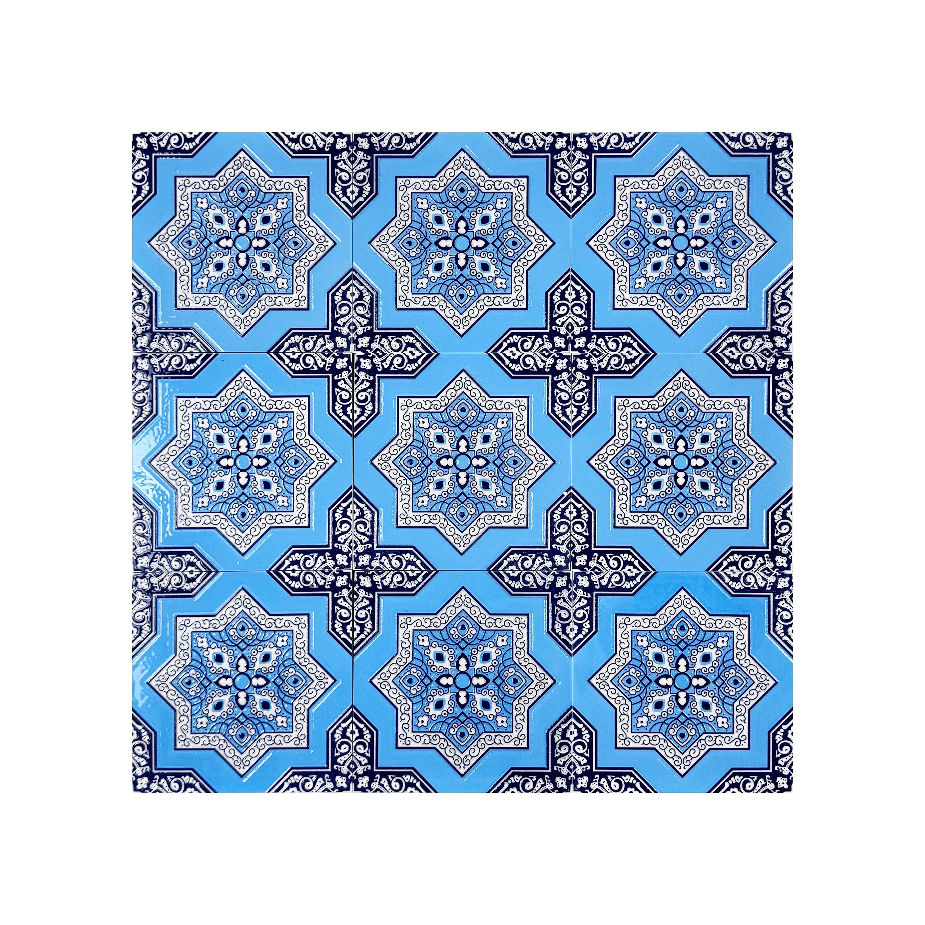 Enhance walls and floors with Royal Souk Moroccan Glossy Ceramic Tile Pattern 204. Elegant 200x200mm design for kitchens, bathrooms, and modern interiors.