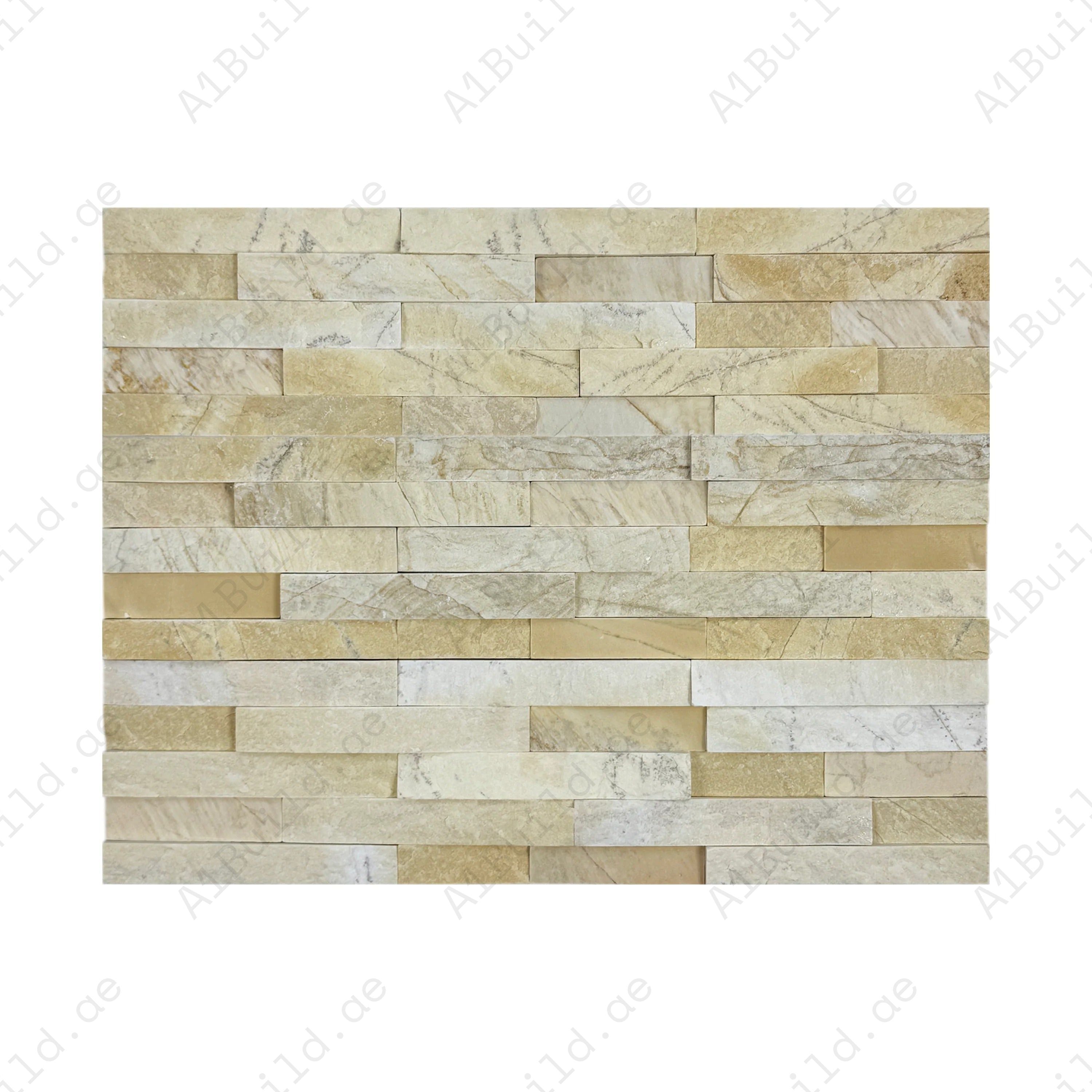 Enhance walls with Luxe Aura Yellow Marble wall cladding. Polish & split finish, 150x600mm, 8pcs/box, durable slate stone for indoor & outdoor spaces.