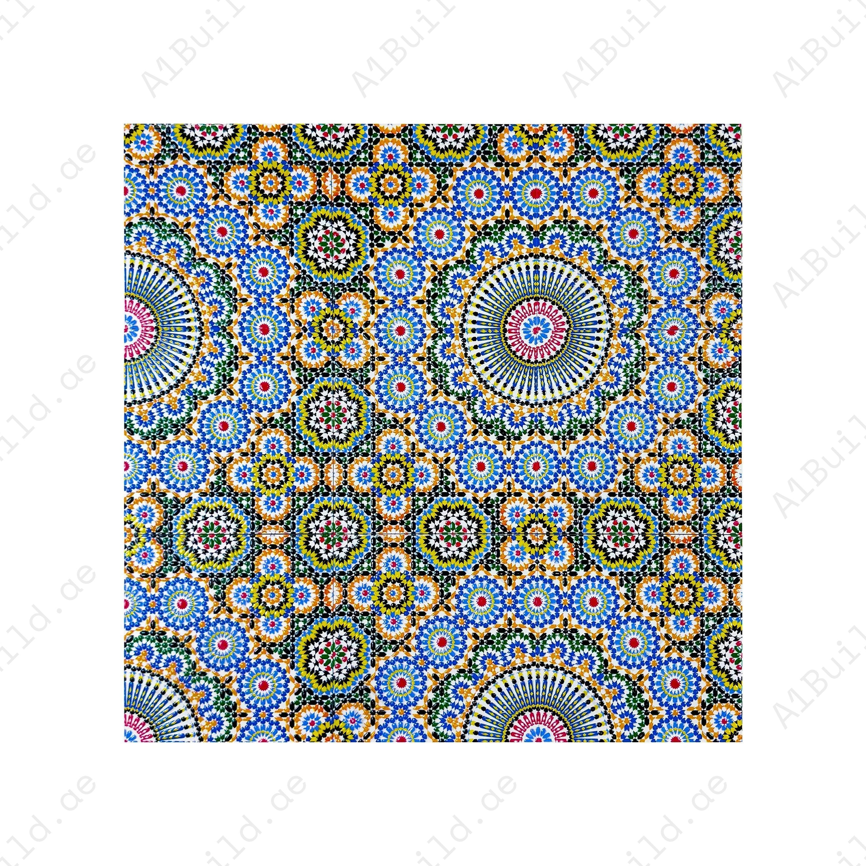 Enhance your interiors with Royal Souk Moroccan Glossy Ceramic Tiles. Elegant 200x200mm design, ideal for walls, floors, kitchens, and stylish bathrooms.