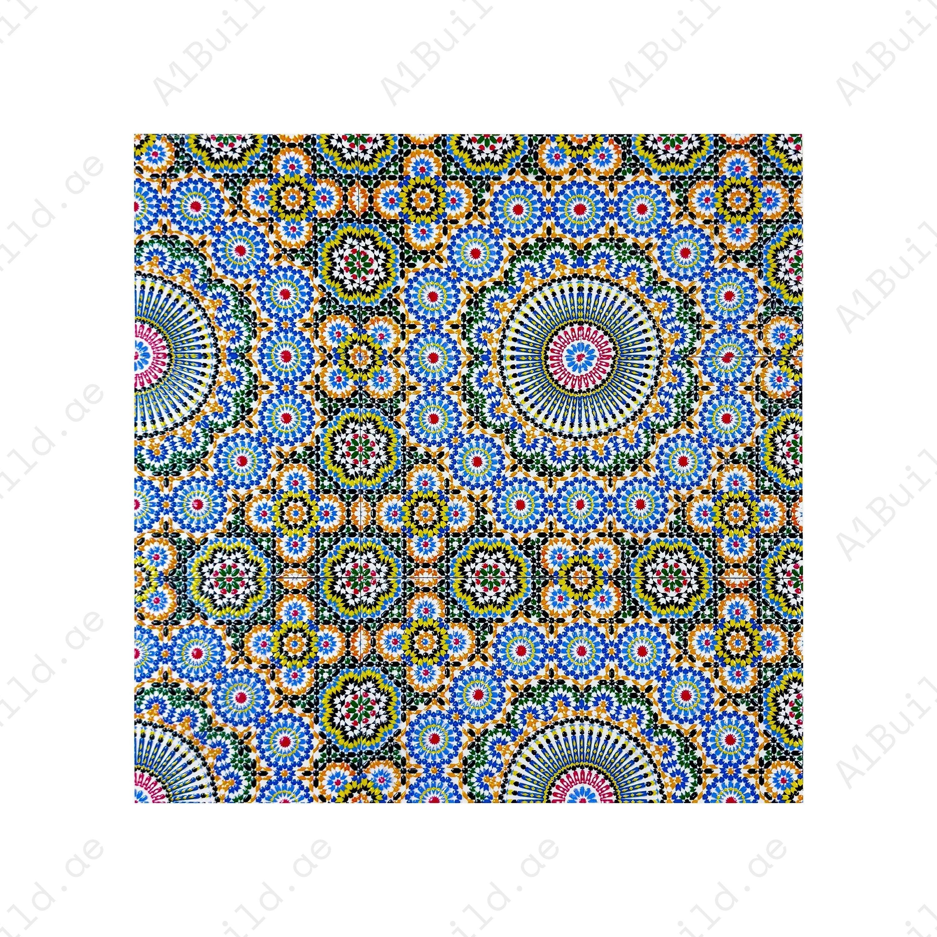 Enhance your interiors with Royal Souk Moroccan Glossy Ceramic Tiles. Elegant 200x200mm design, ideal for walls, floors, kitchens, and stylish bathrooms.
