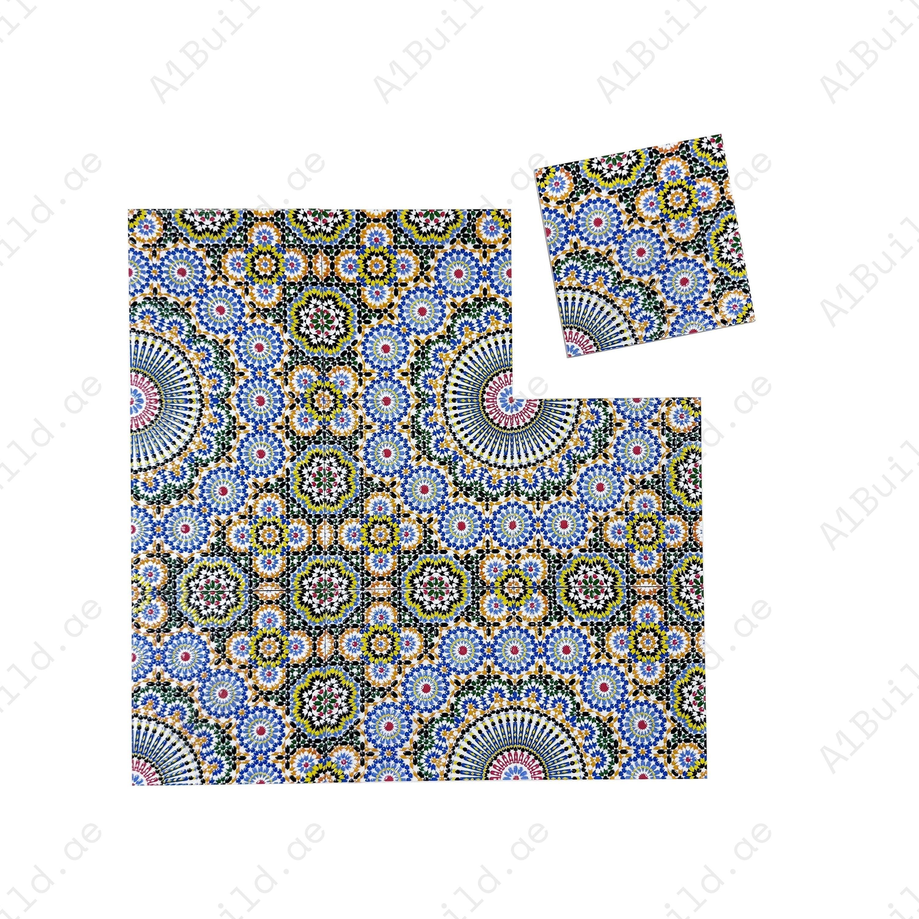 Enhance your interiors with Royal Souk Moroccan Glossy Ceramic Tiles. Elegant 200x200mm design, ideal for walls, floors, kitchens, and stylish bathrooms.