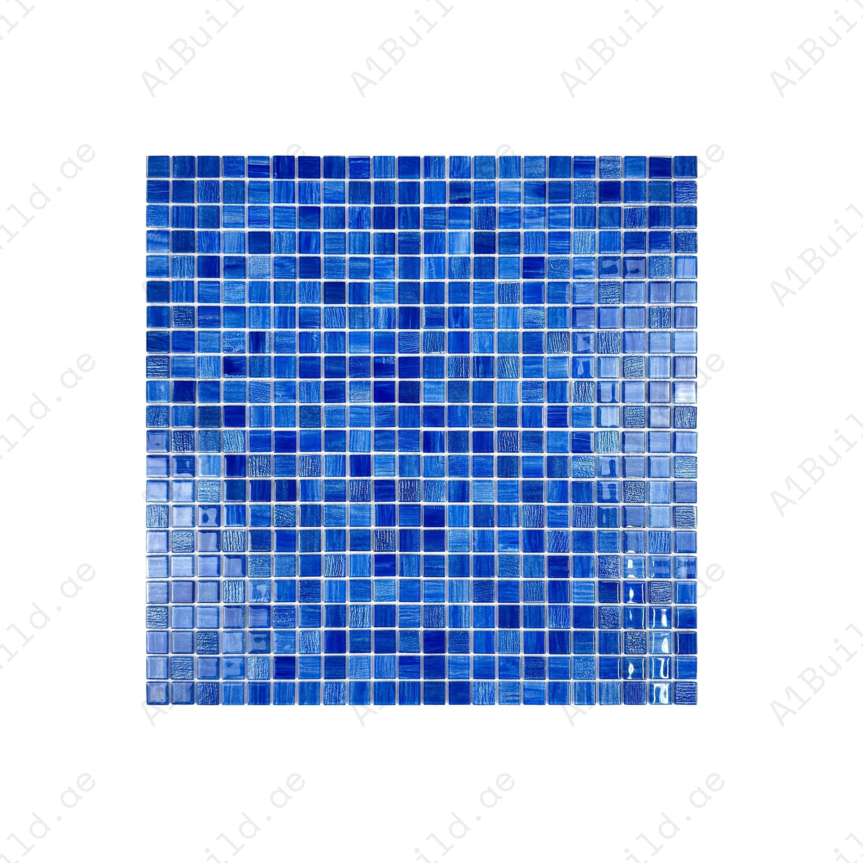 Enhance your pool with Noble Haven Loyal, Navy & Neon Blue glass mosaic tiles. Durable, slip-resistant, UV-stable and perfect for Dubai’s luxury swimming pools.