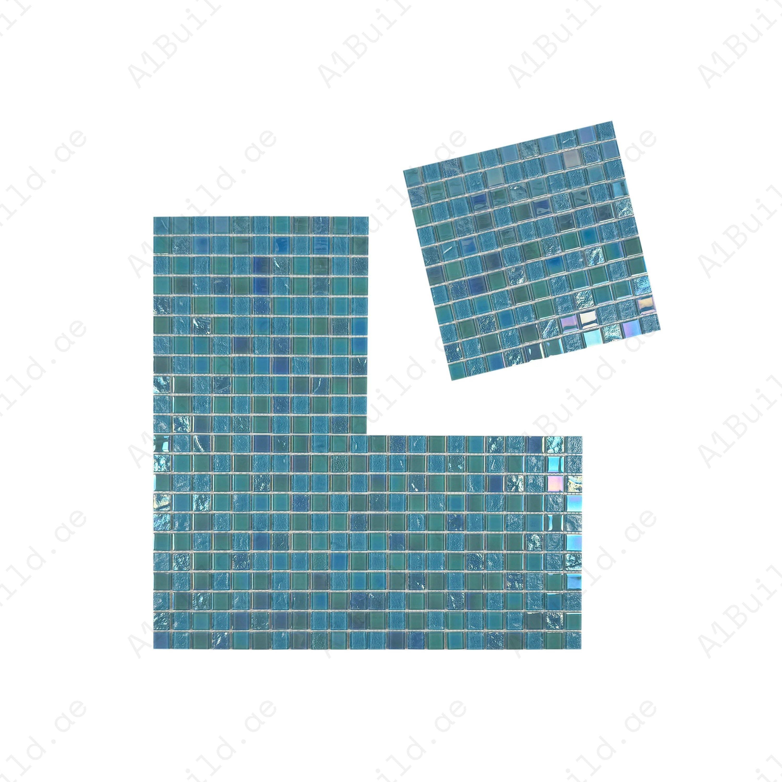 Enhance your pool with Sky & Nile Blue Iridescent Glass Mosaic Tiles. Durable, non-toxic, UV & slip resistant. Perfect for pools, spas & feature walls.