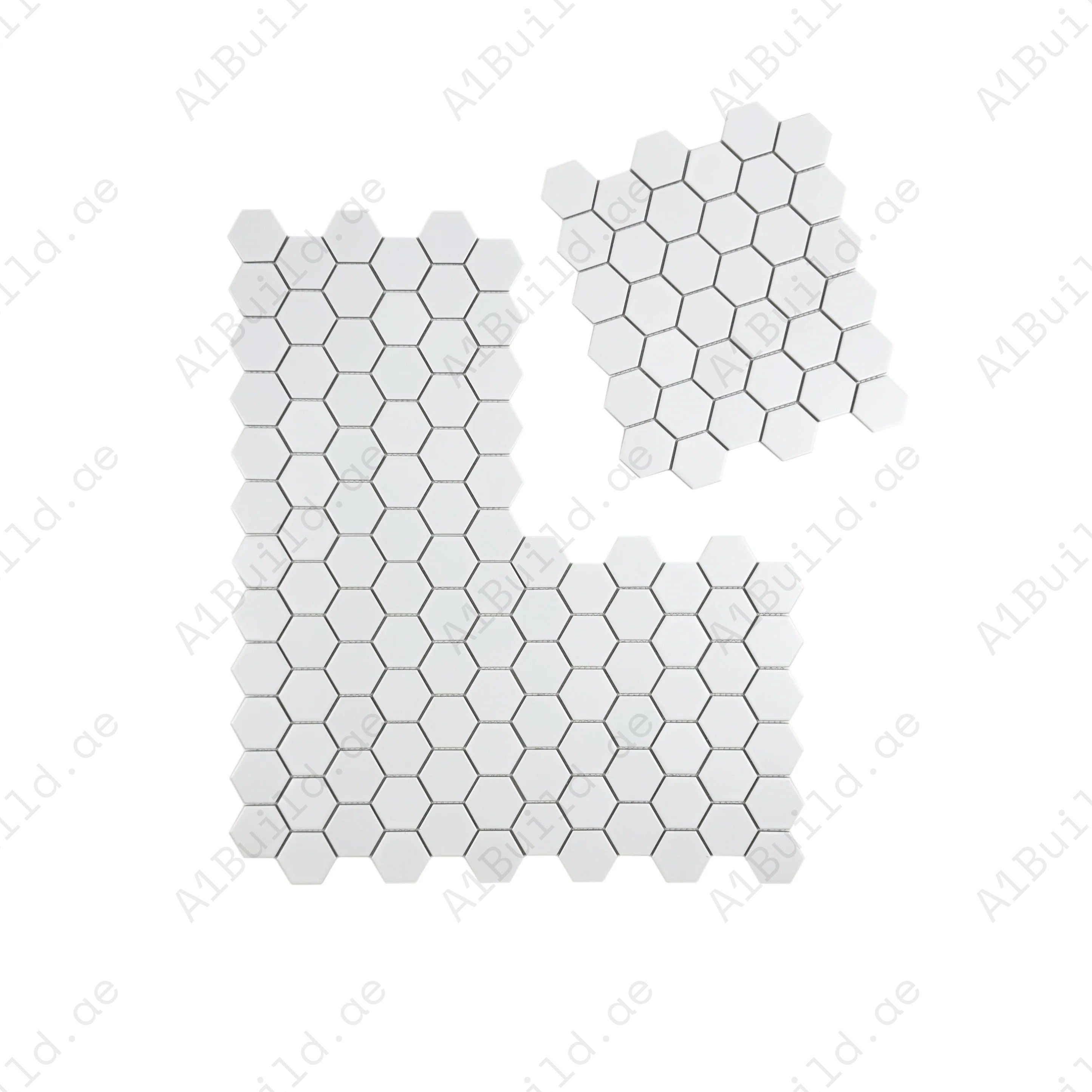 Enhance your space with Carrara Lumina White Glossy Hexagon Porcelain Mosaic. Durable, waterproof, and stylish, perfect for walls, floors, and backsplashes.