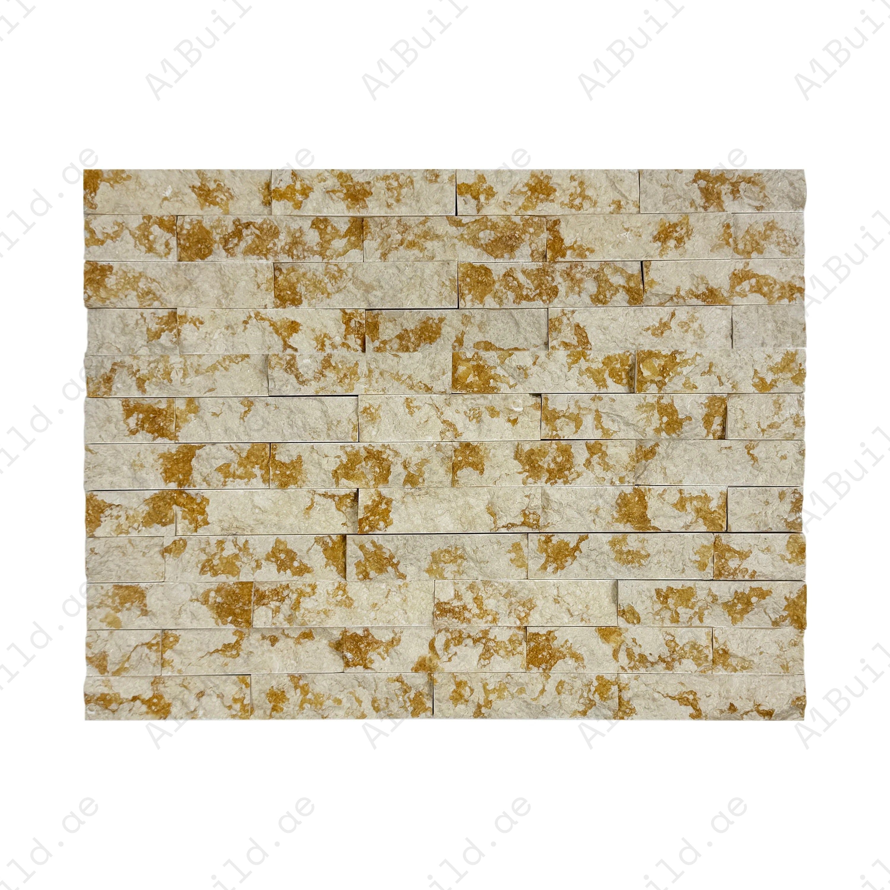 Enhance your walls with Luxe Aura Sunny Beige marble wall cladding. Split finish, premium slate stone ideal for facades, feature walls, and elegant interiors.