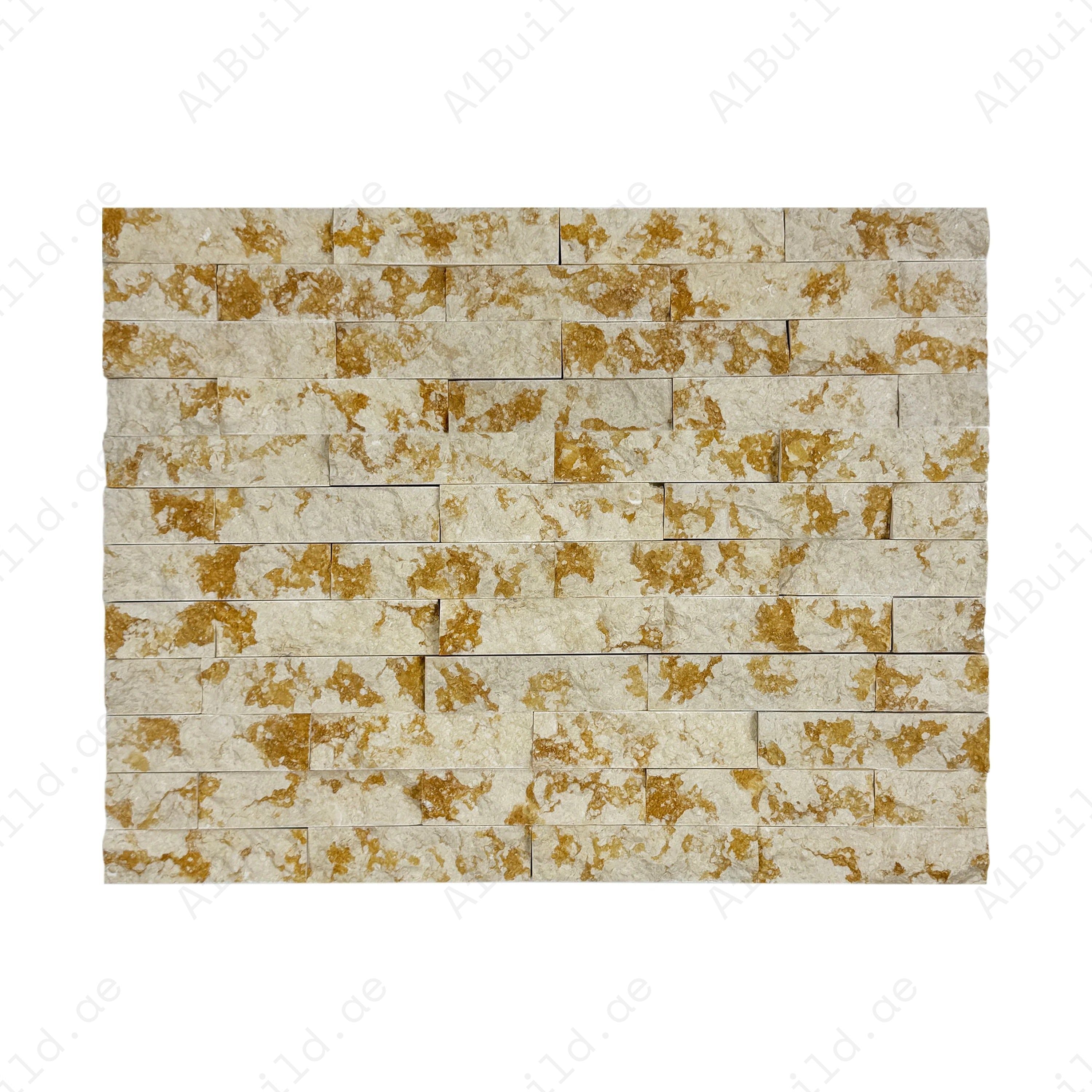 Enhance your walls with Luxe Aura Sunny Beige marble wall cladding. Split finish, premium slate stone ideal for facades, feature walls, and elegant interiors.