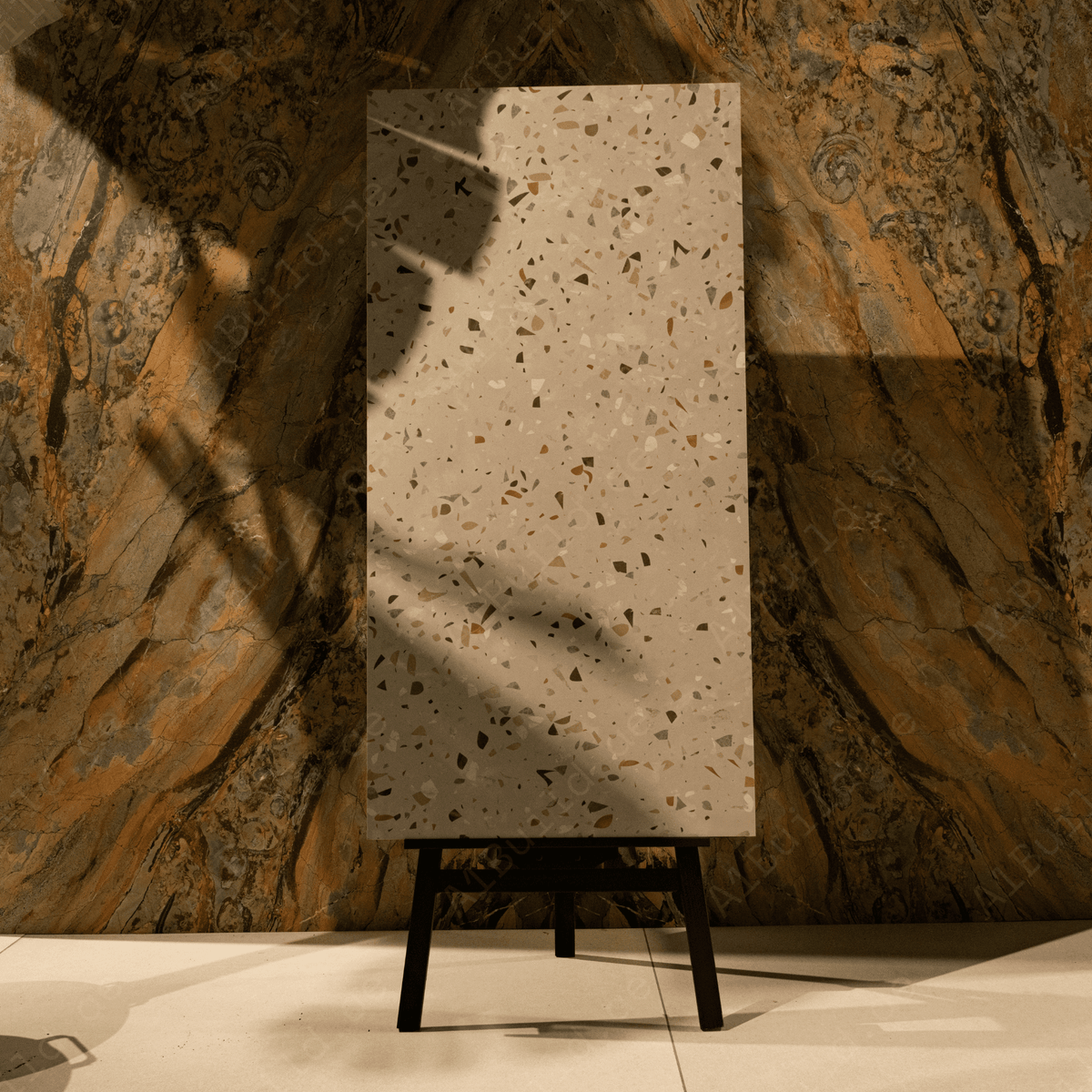 Explore AMATA BEIGE 60x120cm porcelain tile with carving matt finish. A 9MM thick, textured beige tile perfect for modern floor and wall designs.