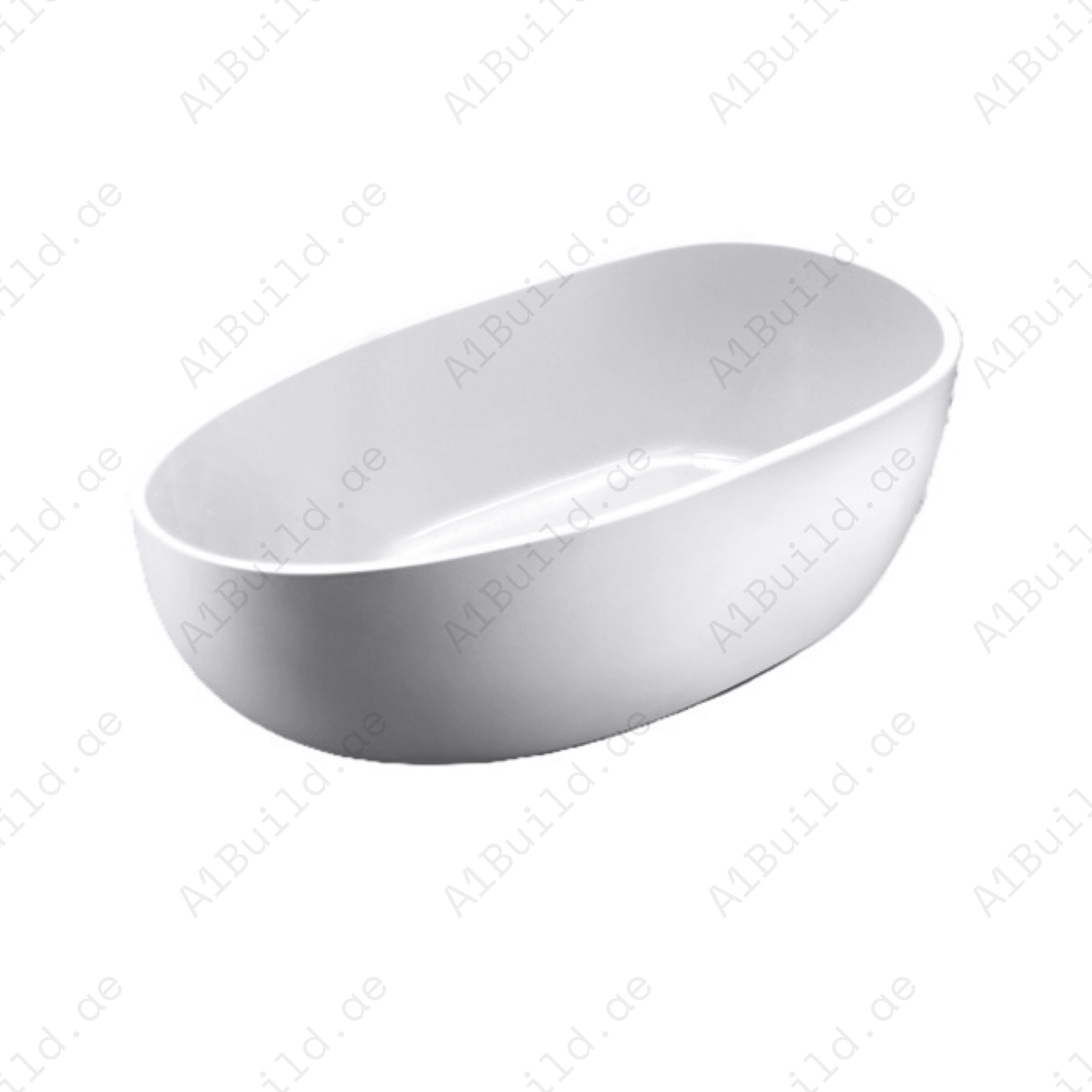 FREE STANDING ACRYLIC BATHTUB WITH ADJUSTABLE LEGS, SIZE: 1800X855X580MM, WHITE COLOR, WITH CHROME POP UP WASTE WITH SLOTTED OVERFLOW CHROME FINISH