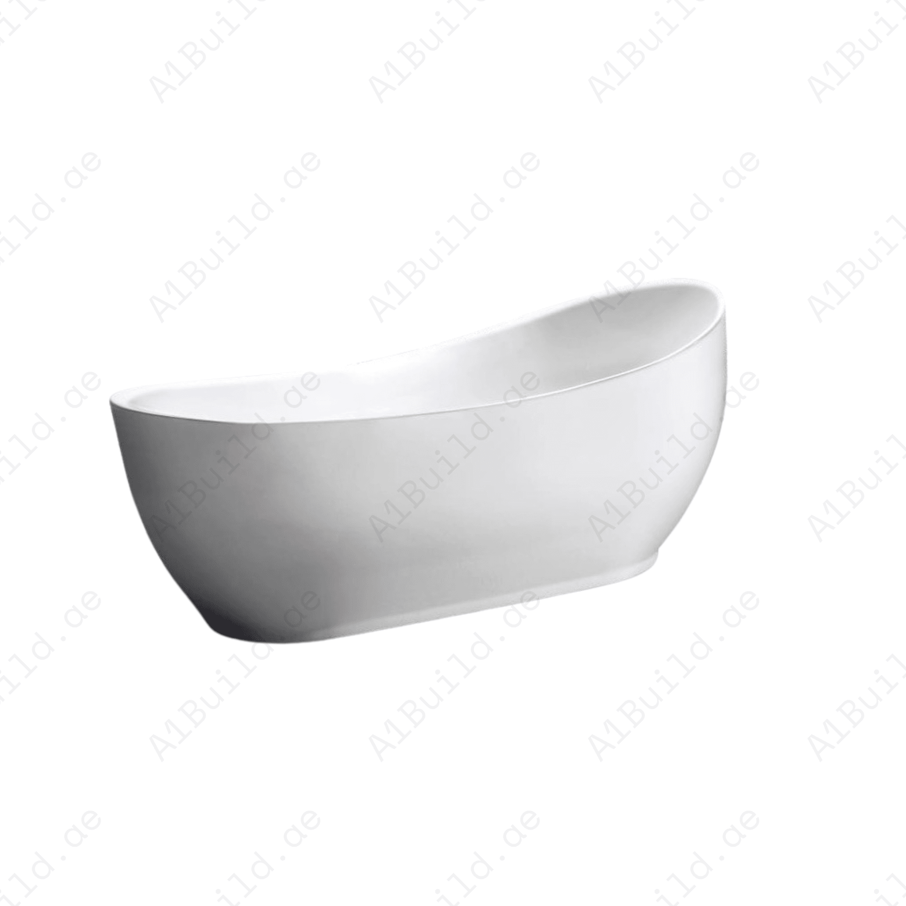 FREE STANDING ACRYLIC BATHTUB WITH ADJUSTABLE LEGS, SIZE:1795X890X790 MM, WHITE COLOR, WITH CHROME POP UP WASTE WITH SLOTTED OVERFLOW BLACK SLATE