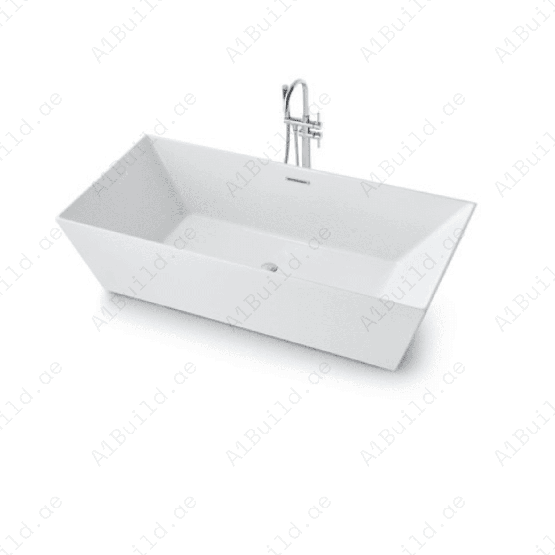FREE STANDING ACRYLIC BATHTUB WITH ADJUSTABLE LEGS, SIZE: 1500X 750X580 MM, COLOR, WITH CHROME POP UP WASTE WITH SLOTTED OVERFLOW BLACK SLATE