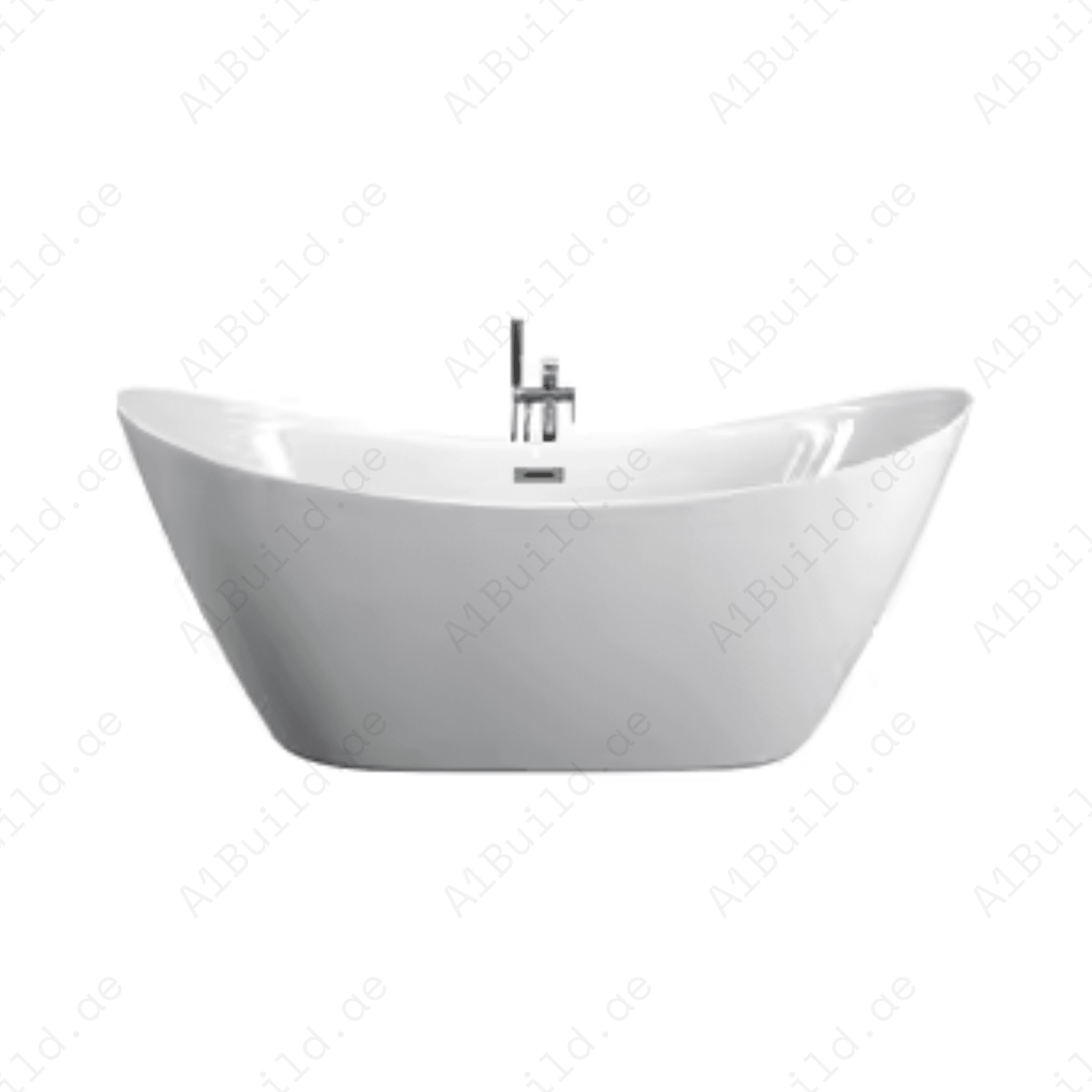 FREE STANDING ACRYLIC BATHTUB WITH ADJUSTABLE LEGS, SIZE 1700×800×750 MM, WHITE COLOR, WITH CHROME POP UP WASTE WITH SLOTTED