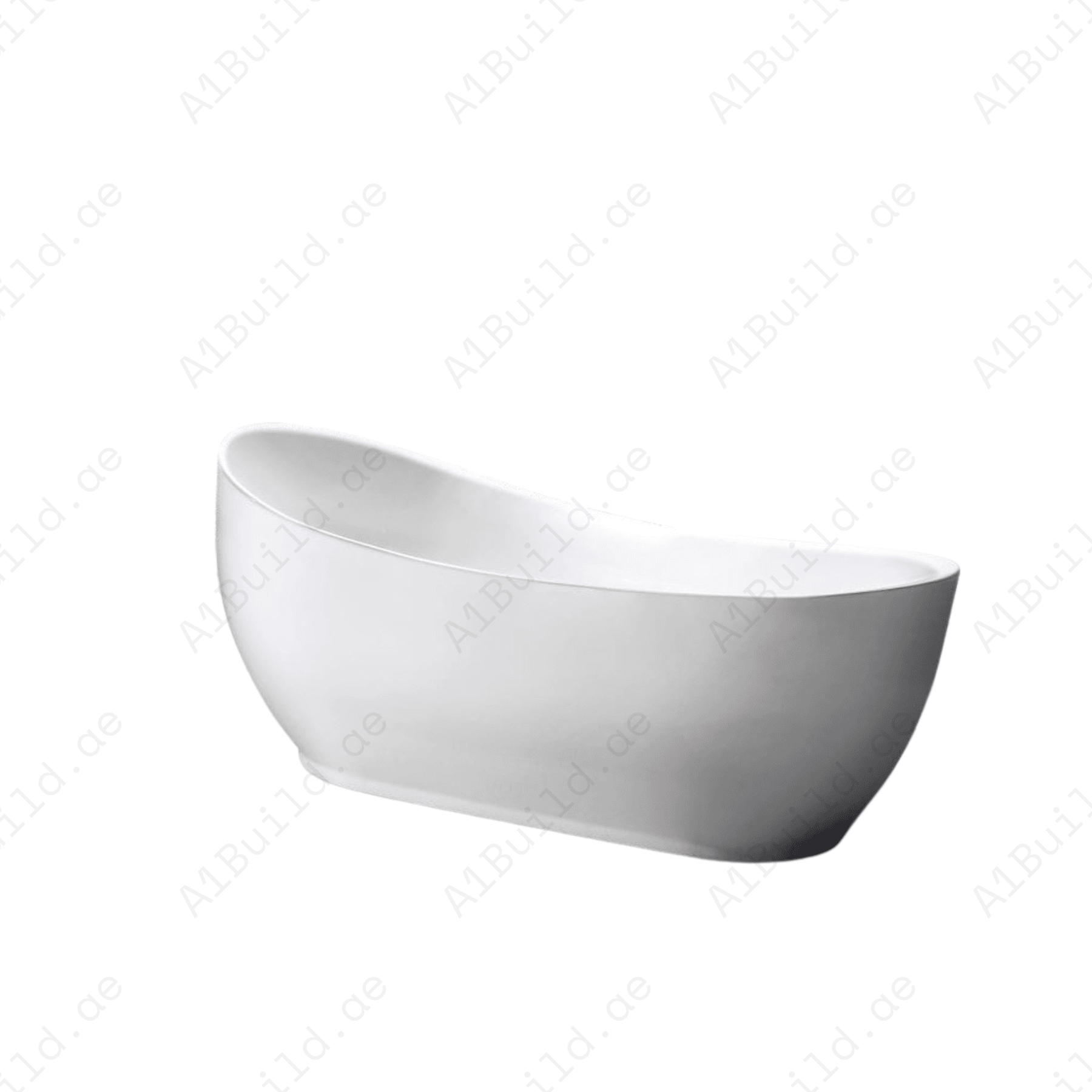 FREE STANDING ACRYLIC BATHTUB WITH ADJUSTABLE LEGS, SIZE:1795X890X790 MM, WHITE COLOR, WITH CHROME POP UP WASTE WITH SLOTTED OVERFLOW BLACK SLATE
