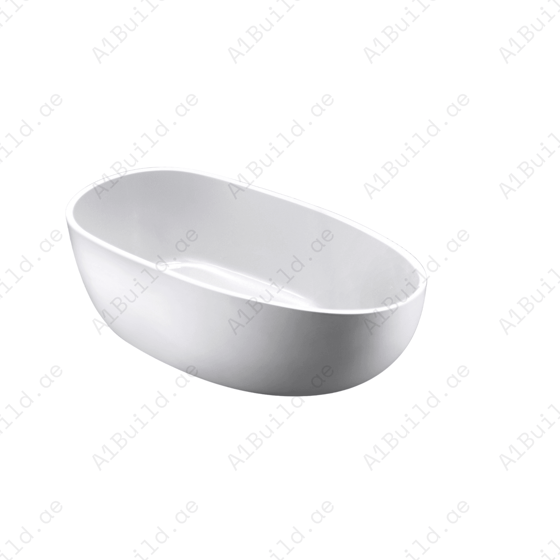 FREE STANDING ACRYLIC BATHTUB WITH ADJUSTABLE LEGS, SIZE: 1800X855X580MM, WHITE COLOR, WITH CHROME POP UP WASTE WITH SLOTTED OVERFLOW CHROME FINISH