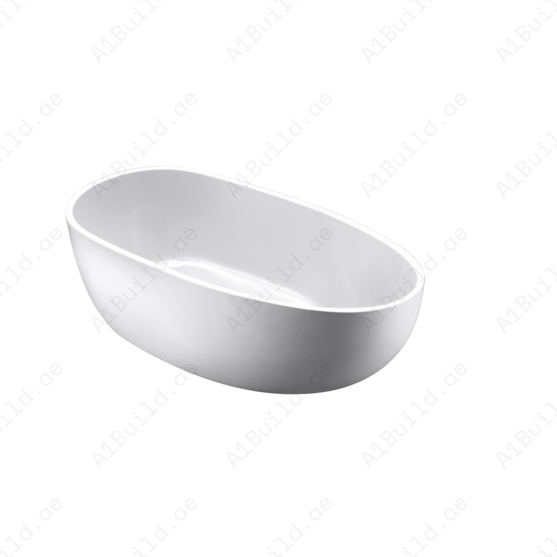 FREE STANDING ACRYLIC BATHTUB WITH ADJUSTABLE LEGS, SIZE: 1800X855X580MM, WHITE COLOR, WITH CHROME POP UP WASTE WITH SLOTTED OVERFLOW CHROME FINISH