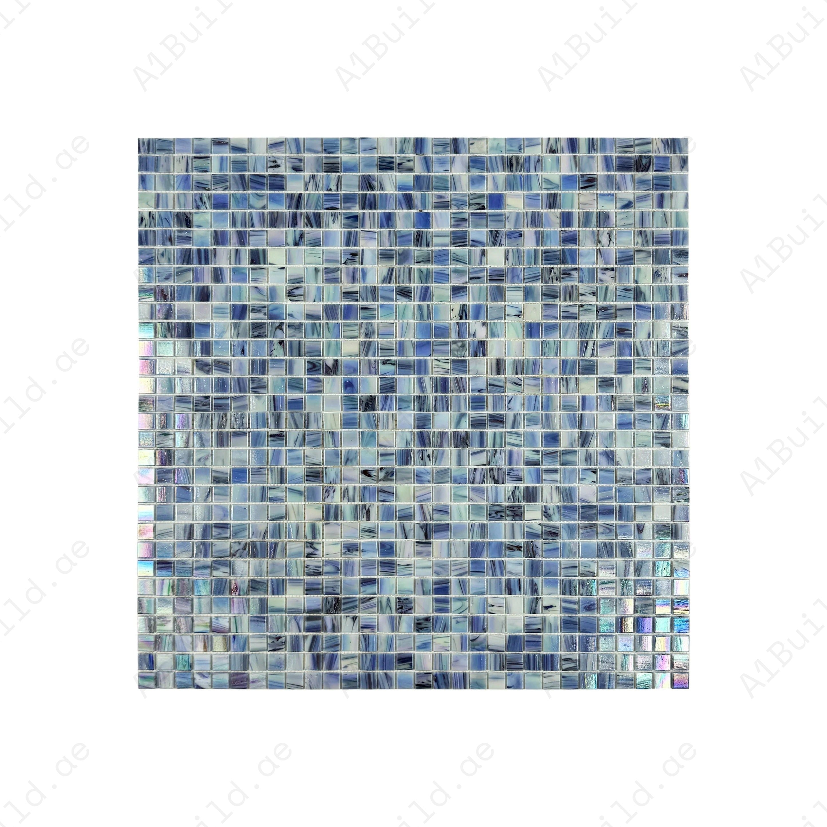 "Fern Green, Cotton White & Lilac Purple Glass Mosaic – durable, UV & slip-resistant, eco-friendly tiles ideal for pools, spas, fountains & feature walls."