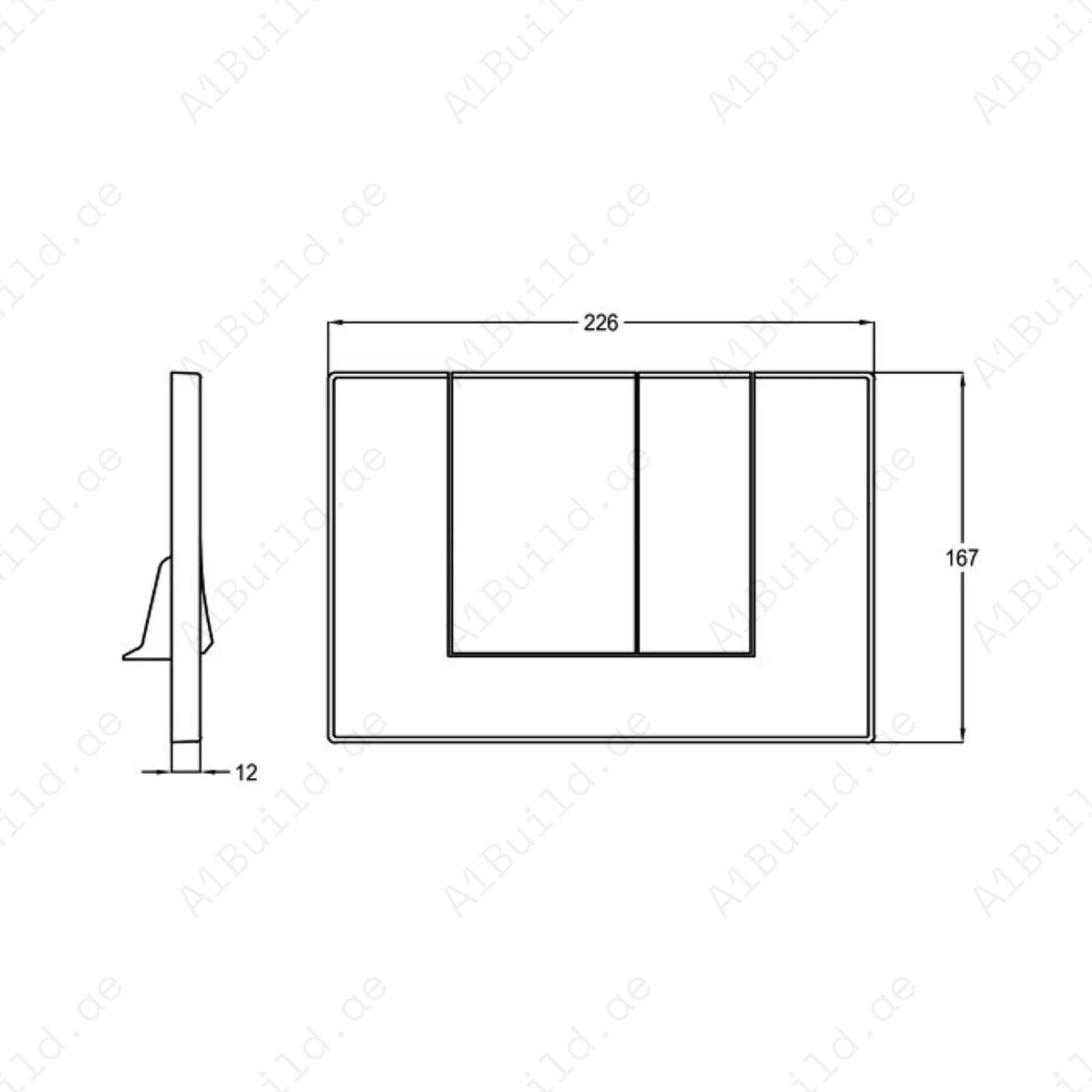 FlexPlate Dual Flush Push Plate – Slim ABS Design 227x167mm