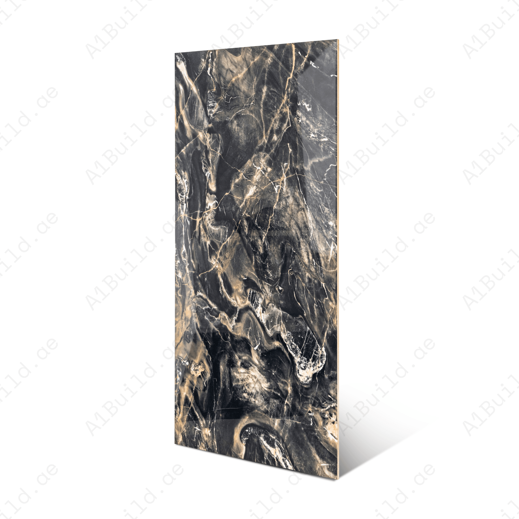 Florance Black porcelain tile 60x120cm 9mm thickness, black marble look design, durable porcelain tile for modern luxury floors and walls.