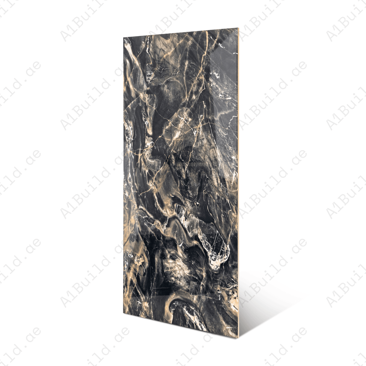 Florance Black porcelain tile 60x120cm 9mm thickness, black marble look design, durable porcelain tile for modern luxury floors and walls.