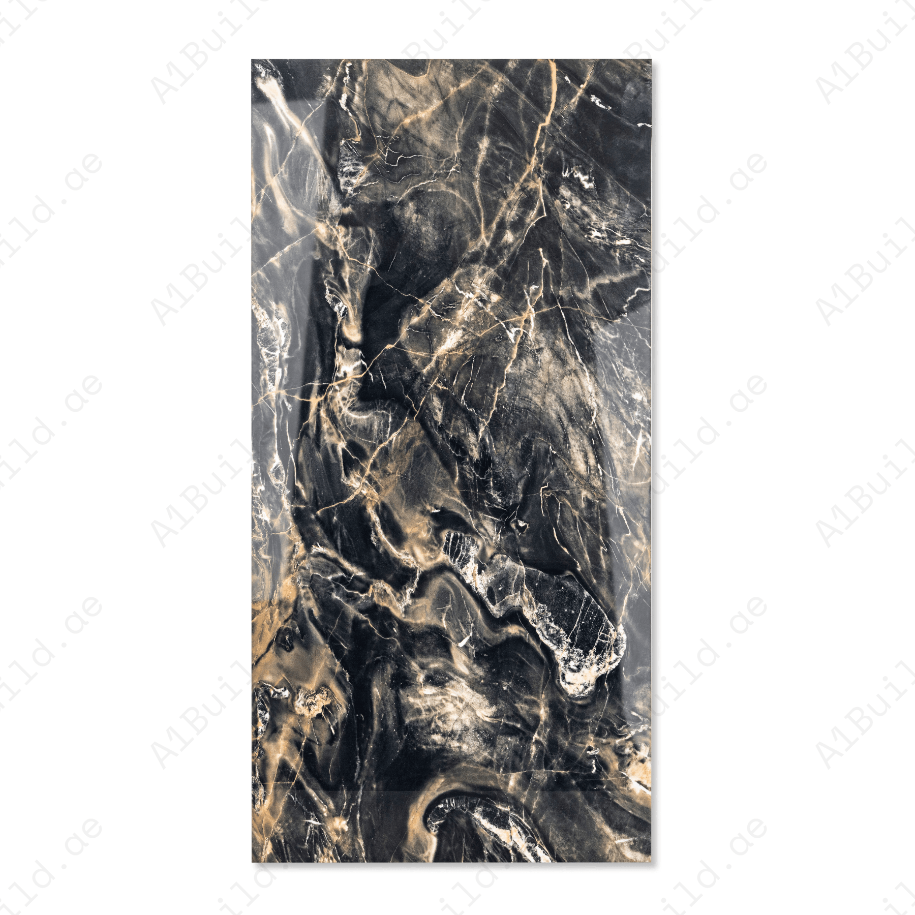 Florance Black porcelain tile 60x120cm 9mm thickness, black marble look design, durable porcelain tile for modern luxury floors and walls.