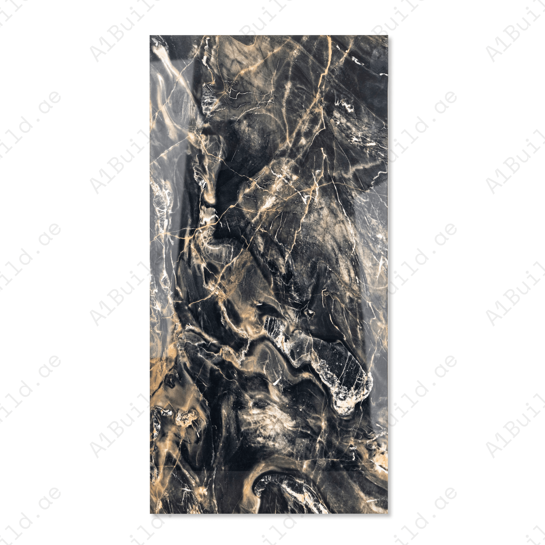 Florance Black porcelain tile 60x120cm 9mm thickness, black marble look design, durable porcelain tile for modern luxury floors and walls.