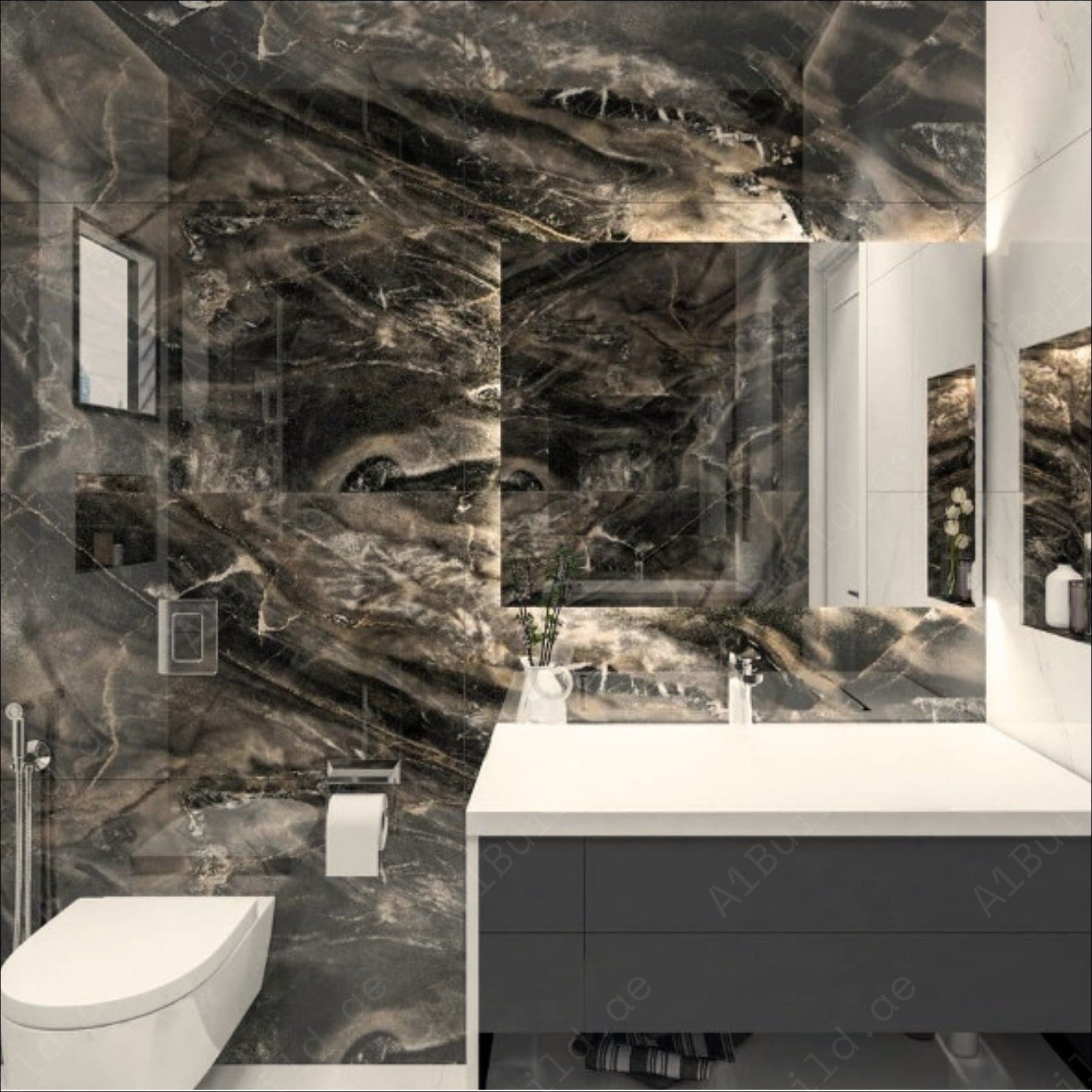 Florence Black (60X120cm 09mm Random High Gloss Porcelain Indoor Floor & Wall Tiles)
