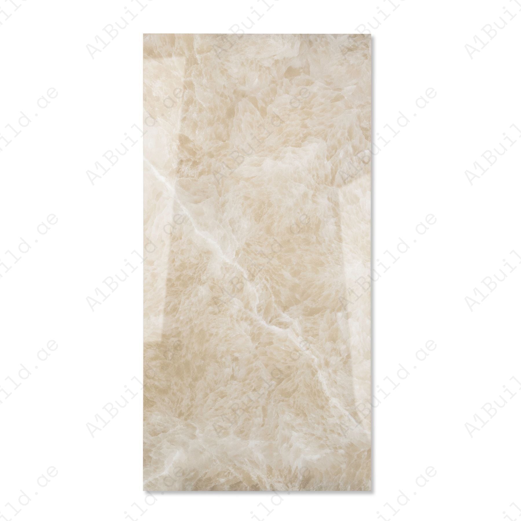 Fur Gold glossy marble porcelain tile 60x120cm with 9mm thickness features white base, golden veins and elegant polished surface finish.