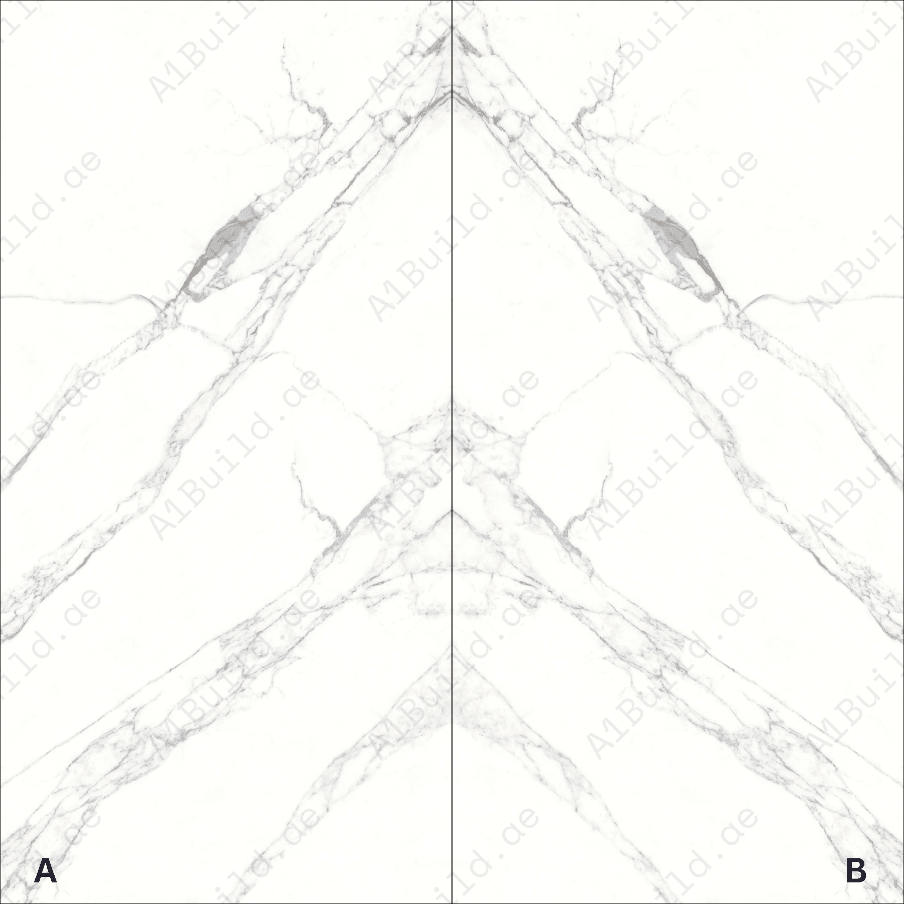 Garfagnana White & Grey High Gloss Book Match Porcelain Slabs | 120x240cm