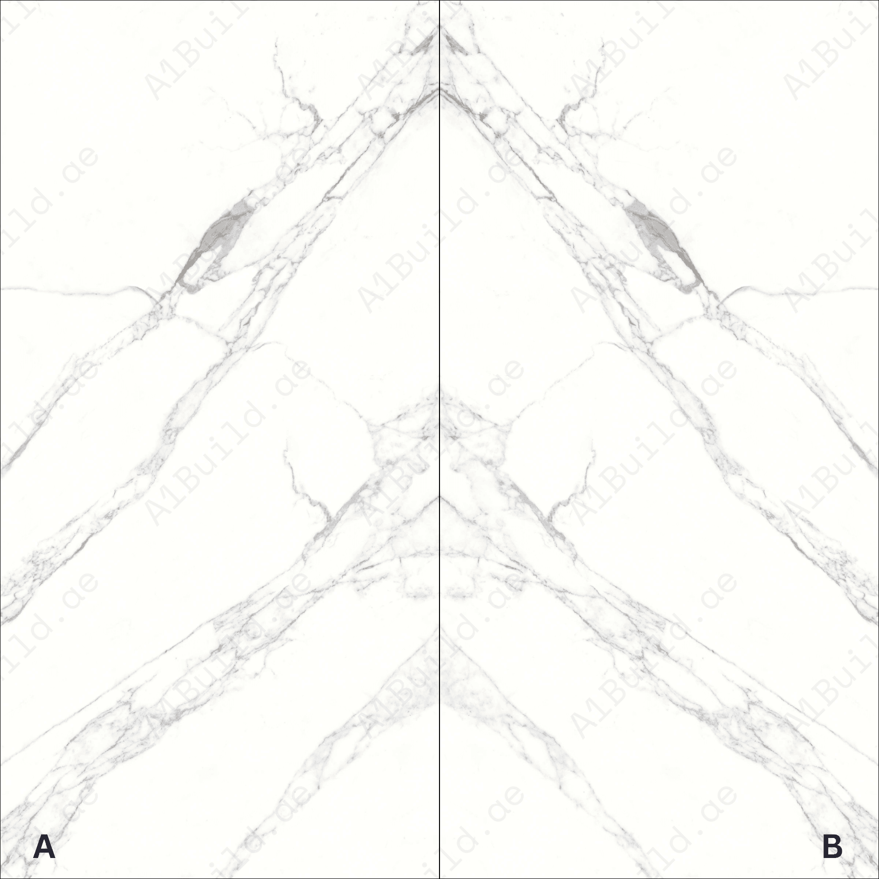 Garfagnana White & Grey High Gloss Book Match Porcelain Slabs | 120x240cm