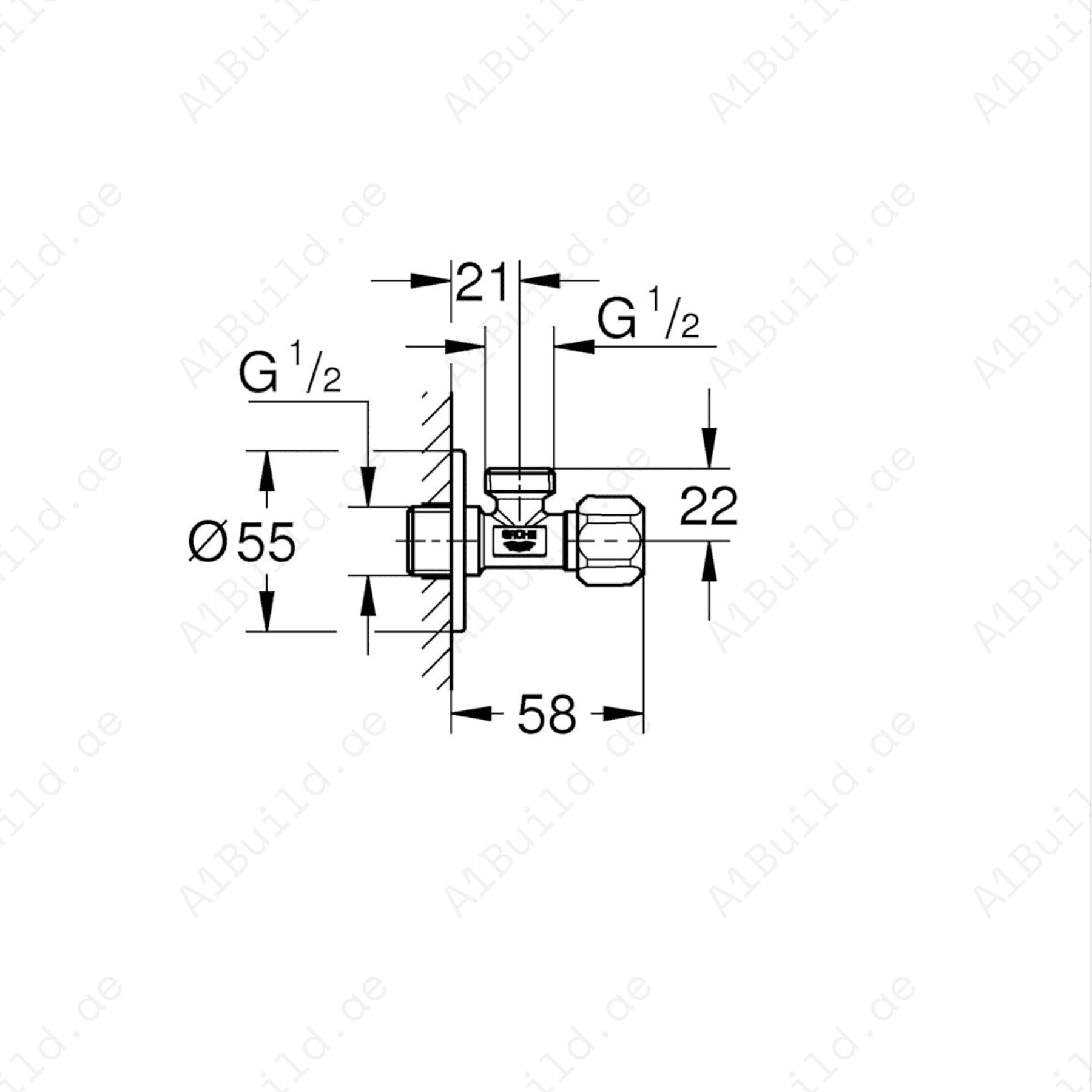 GROHE Angle Valve 1/2" – Durable Brass with Long-Life Finish