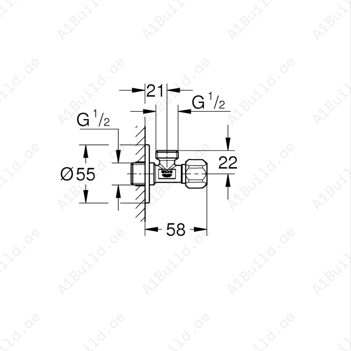 GROHE Angle Valve 1/2" – Durable Brass with Long-Life Finish
