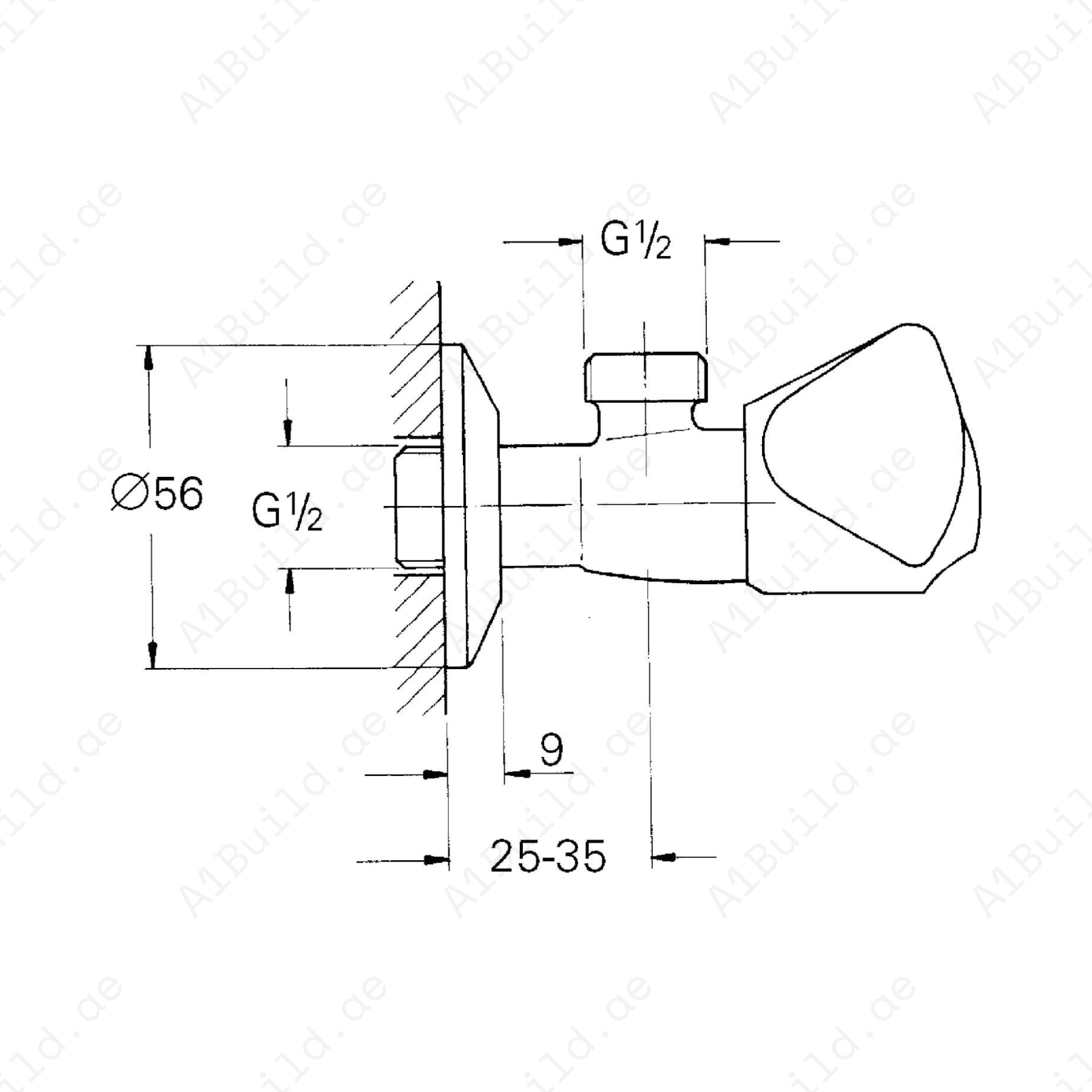 GROHE Angle Valve 1/2" – Durable TDL Handle with Long-Life Finish