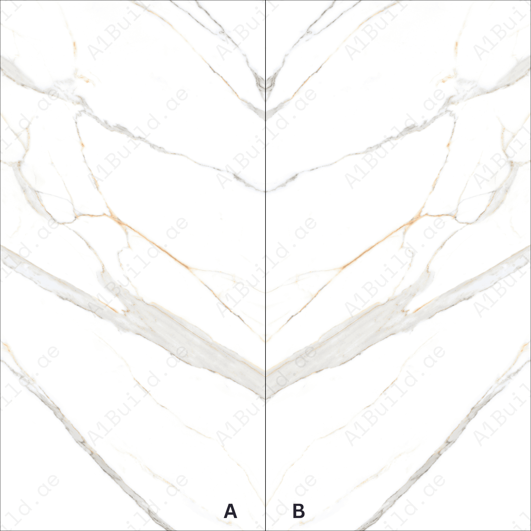Gronza White High Gloss Book Match Porcelain Slabs | 120x240cm