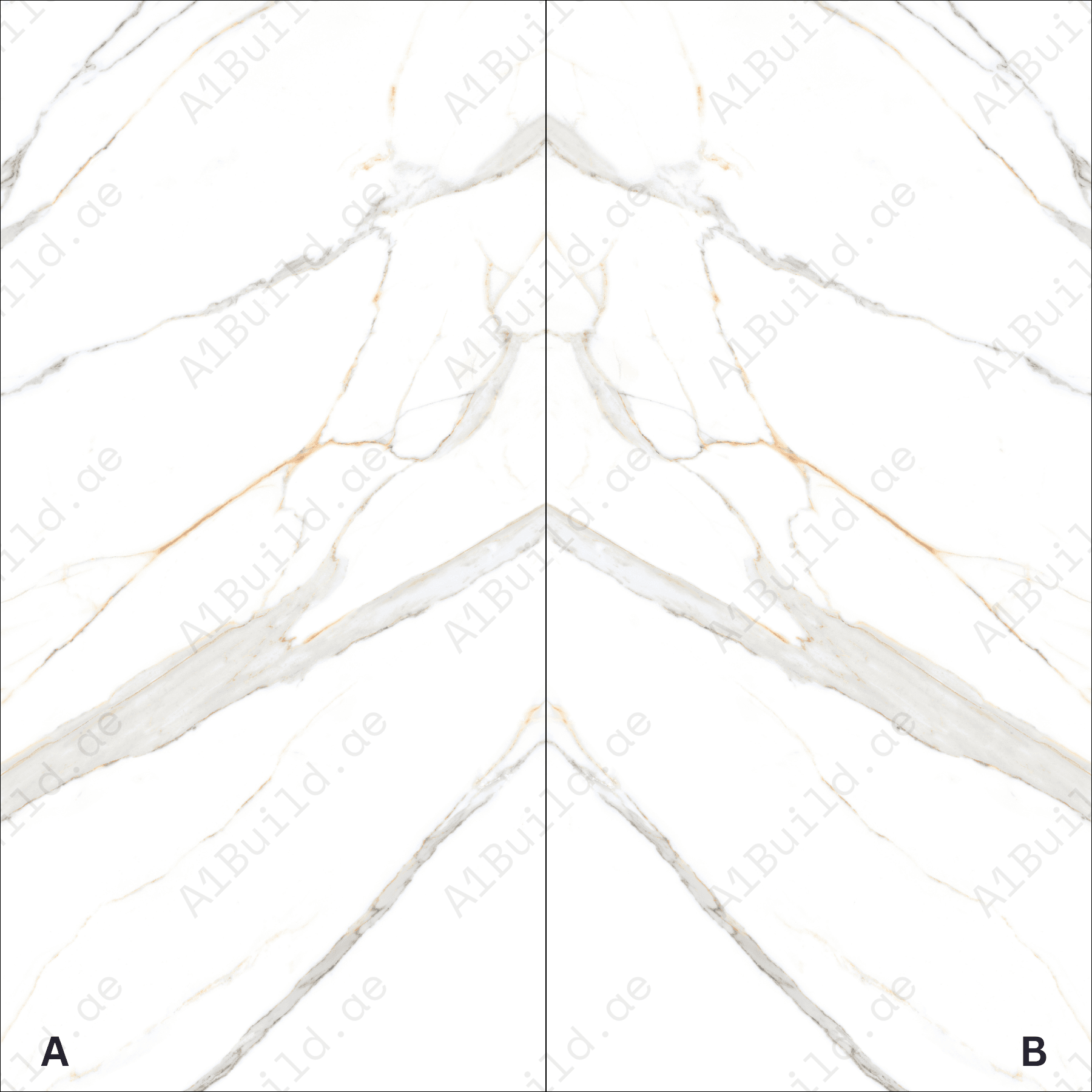 Gronza White High Gloss Book Match Porcelain Slabs | 120x240cm