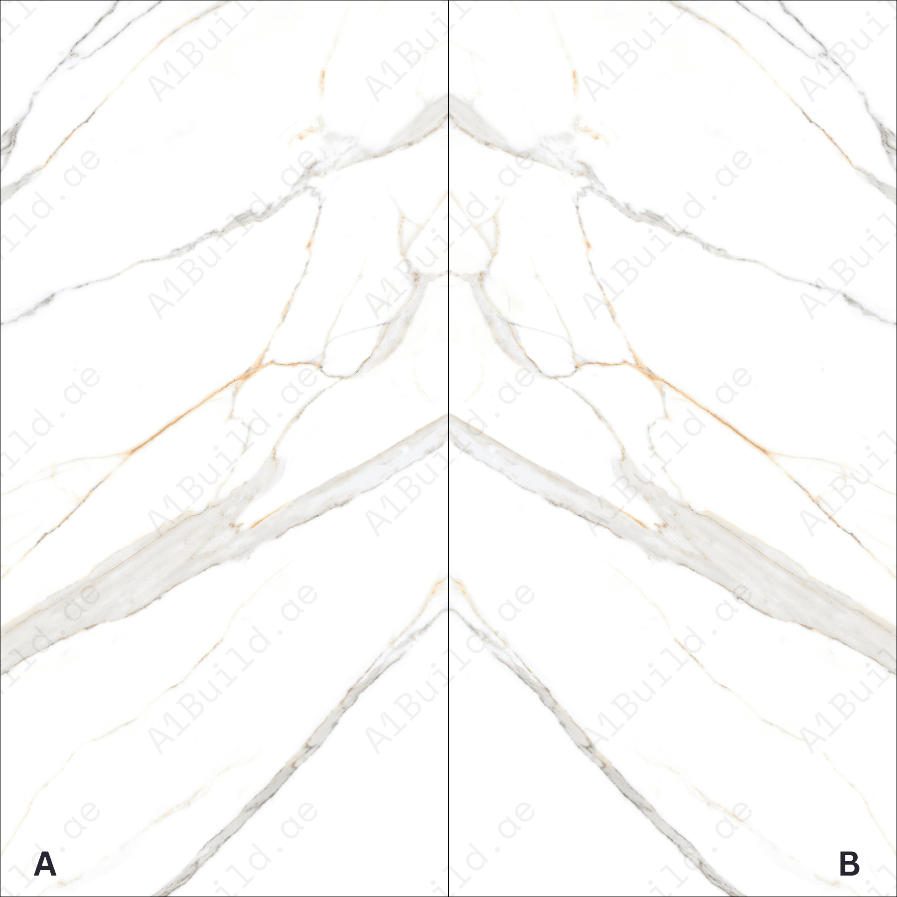 Gronza White High Gloss Book Match Porcelain Slabs | 120x240cm
