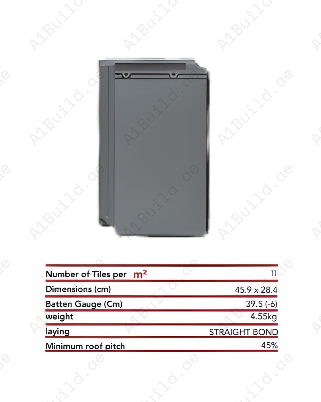 Galena grey flat ceramic roof tile 45.9×28.4 cm — durable, sleek, high durability, efficient coverage, low-maintenance design for modern roofs.