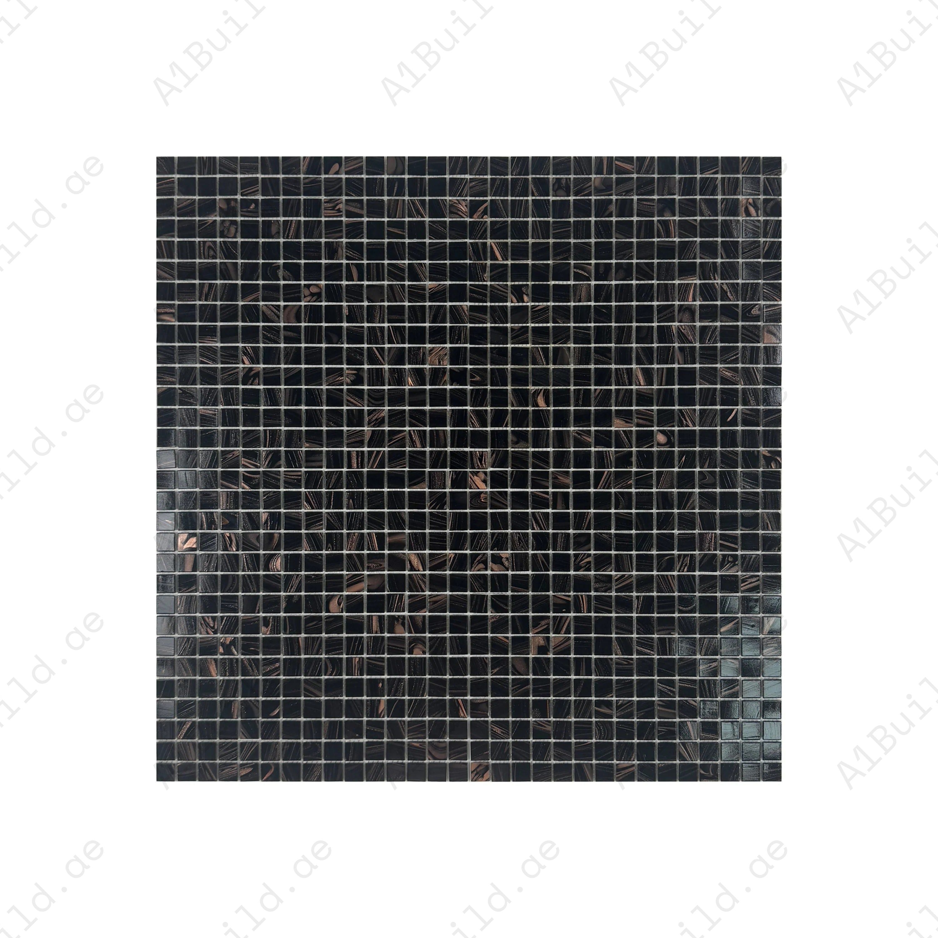 Glacial Artistry Brown & Gold Hot Melt Glass Mosaic – durable, slip-resistant & eco-friendly. Perfect for pools, spas, water walls & interiors. 2.13 sqm/box.