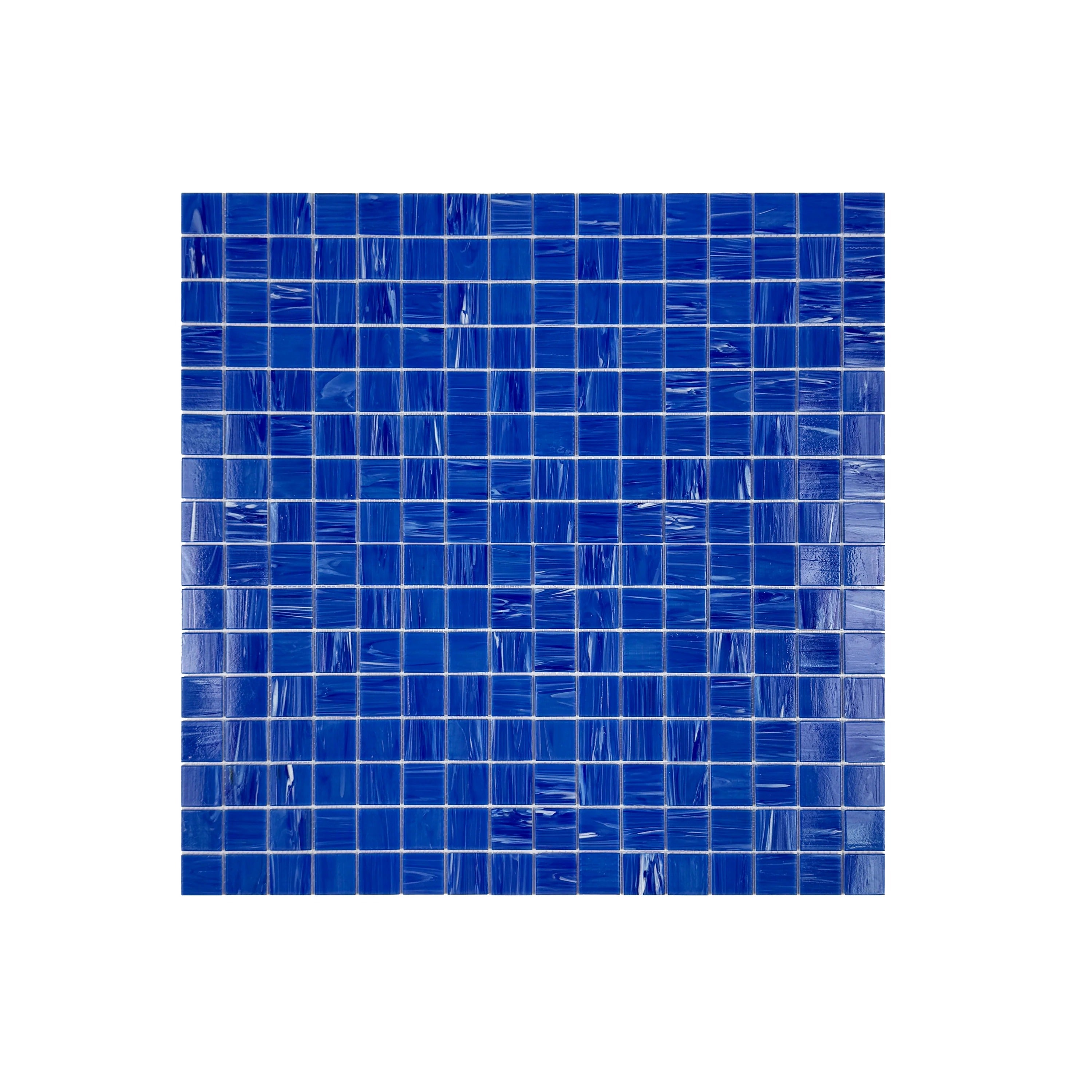 Glacial Artistry Navy Blue Cloud Hot Melt Glass Mosaic – premium, durable, UV & slip-resistant, eco-friendly tiles perfect for pools, spas, fountains & walls.